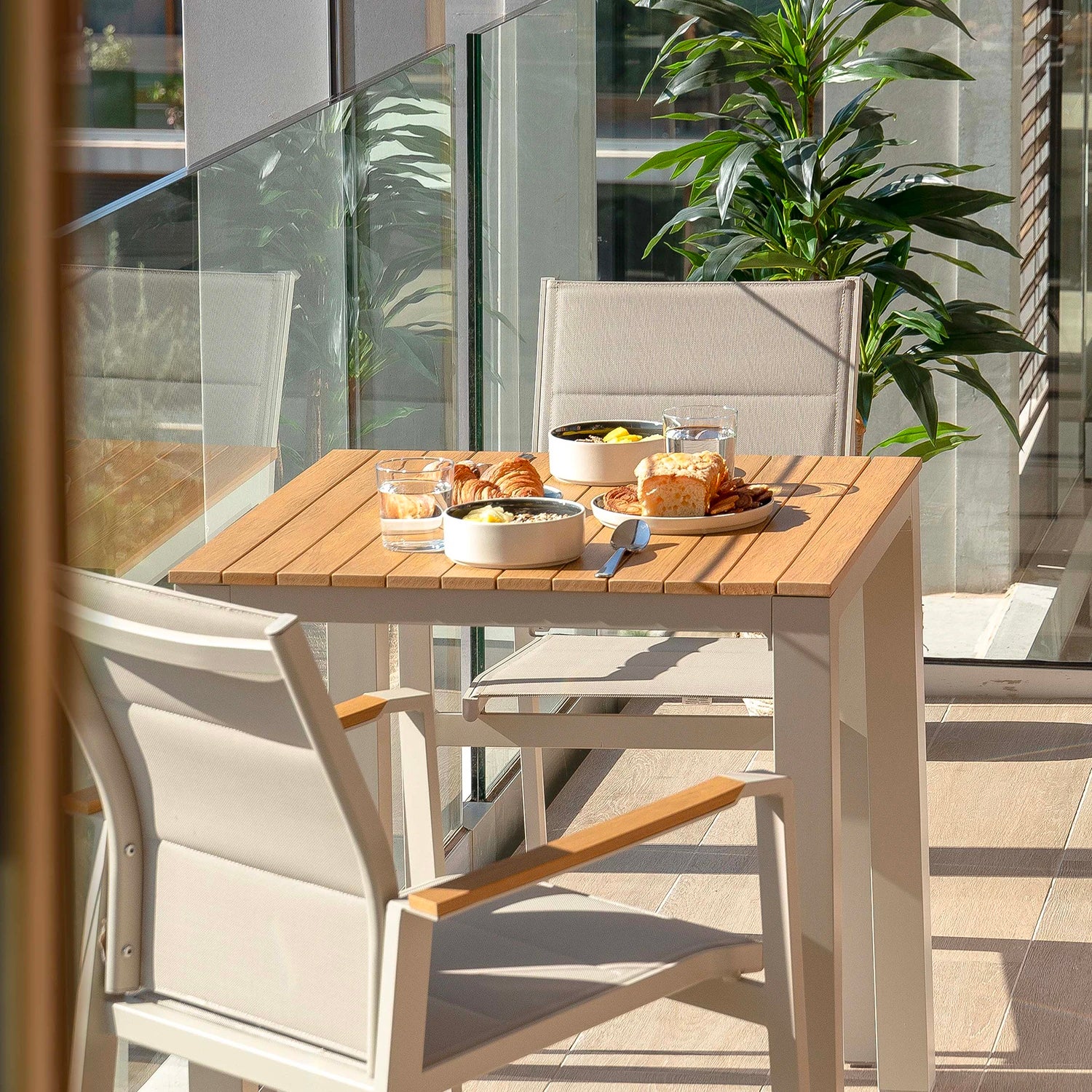 Pack 4 chaises de jardin en aluminium et textilène beige - Osaka - 3