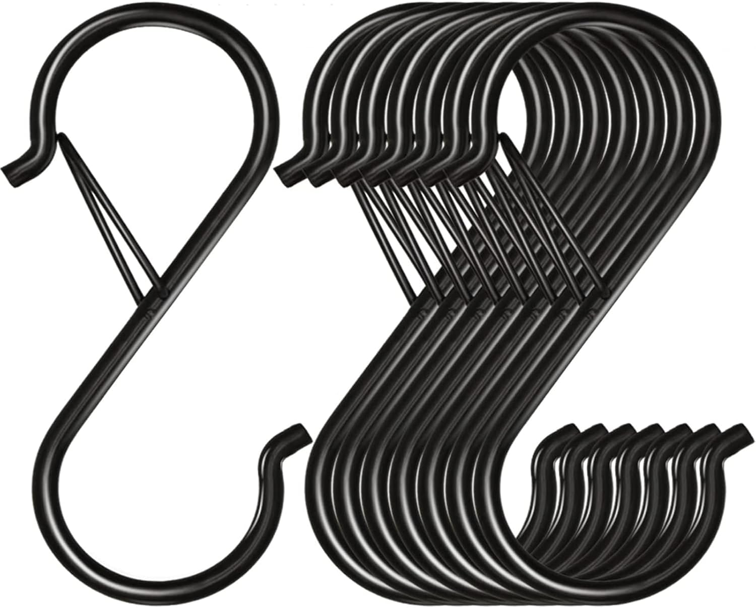 Zestaw 8 metalowych haczyków w kształcie litery S z systemem zabezpieczającym przed upadkiem do zawieszania roślin, doniczek i kubków, 9 x 4 cm
