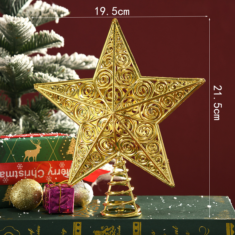 Estrela de árvore de Natal, decoração de Natal, tampo de árvore de Natal, decoração de estrela oca, 20 cm x 22 cm - 5