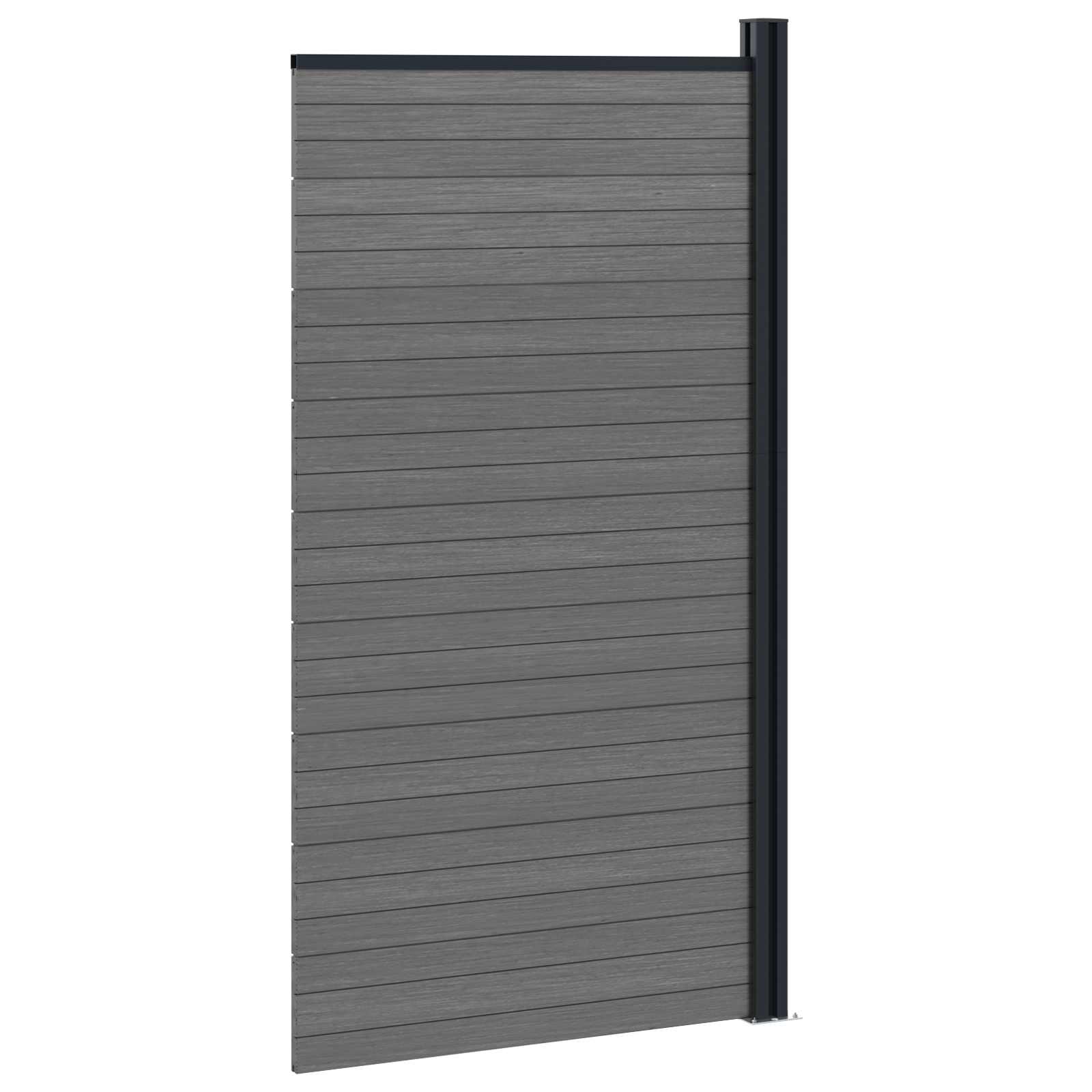 Panneau de clôture WPC et aluminium, gris - 4