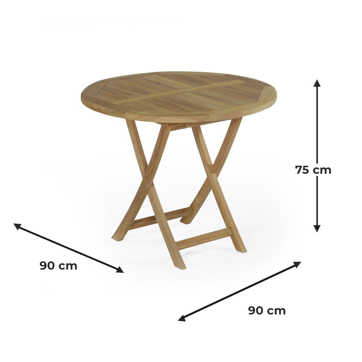Tavolo rotondo pieghevole in teak massiccio Adomée ø 90 cm - 7