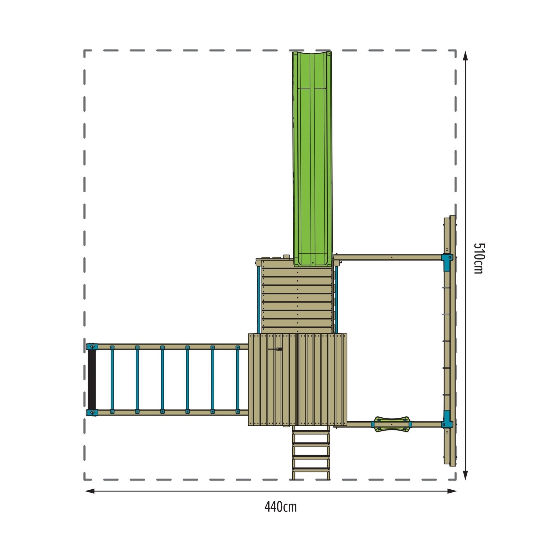 Aire de jeux XXL TILLEUL SKYWOOD double plateforme - filet à grimper - balançoire - bac a sable - toboggan - bois FSC® - 5