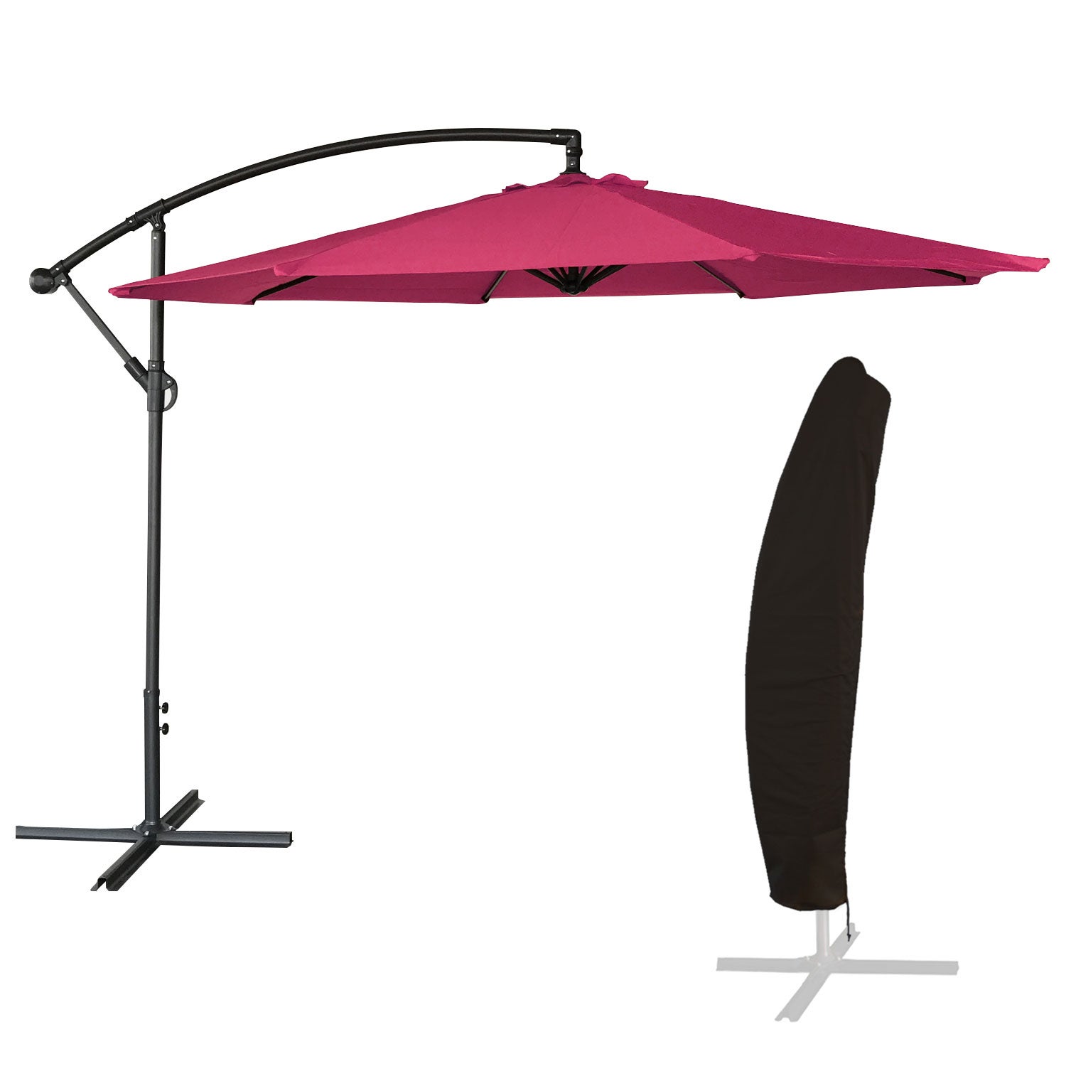 Okrągły parasol OAHU o średnicy 3,50 m fuksja + pokrowiec