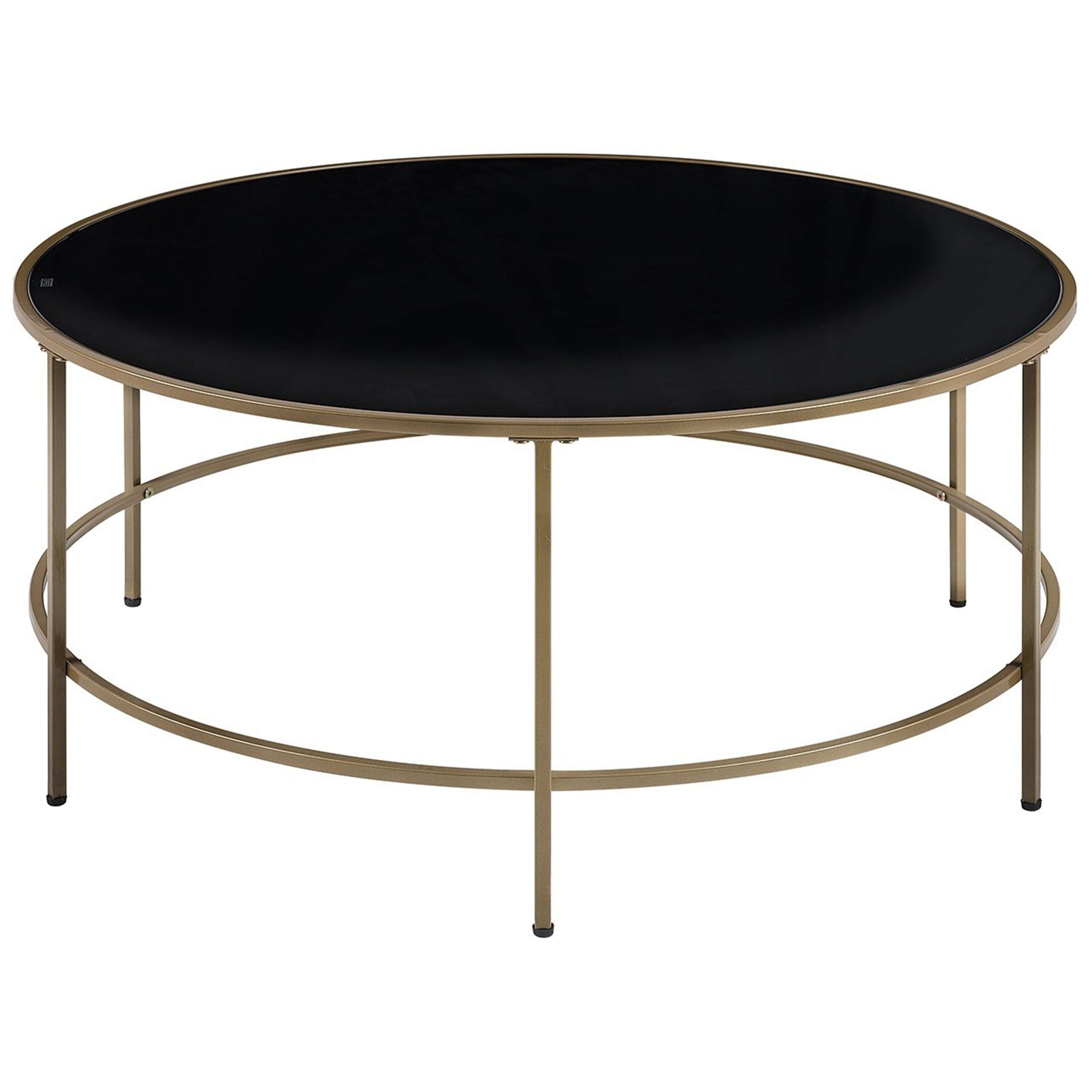 Tavolino Da Caffè Moderno In Vetro E Metallo Oro – Forma Rotonda, Linee Essenziali, Perfetto Per Salotto O Zona Living, Stile Contemporaneo E Raffinato