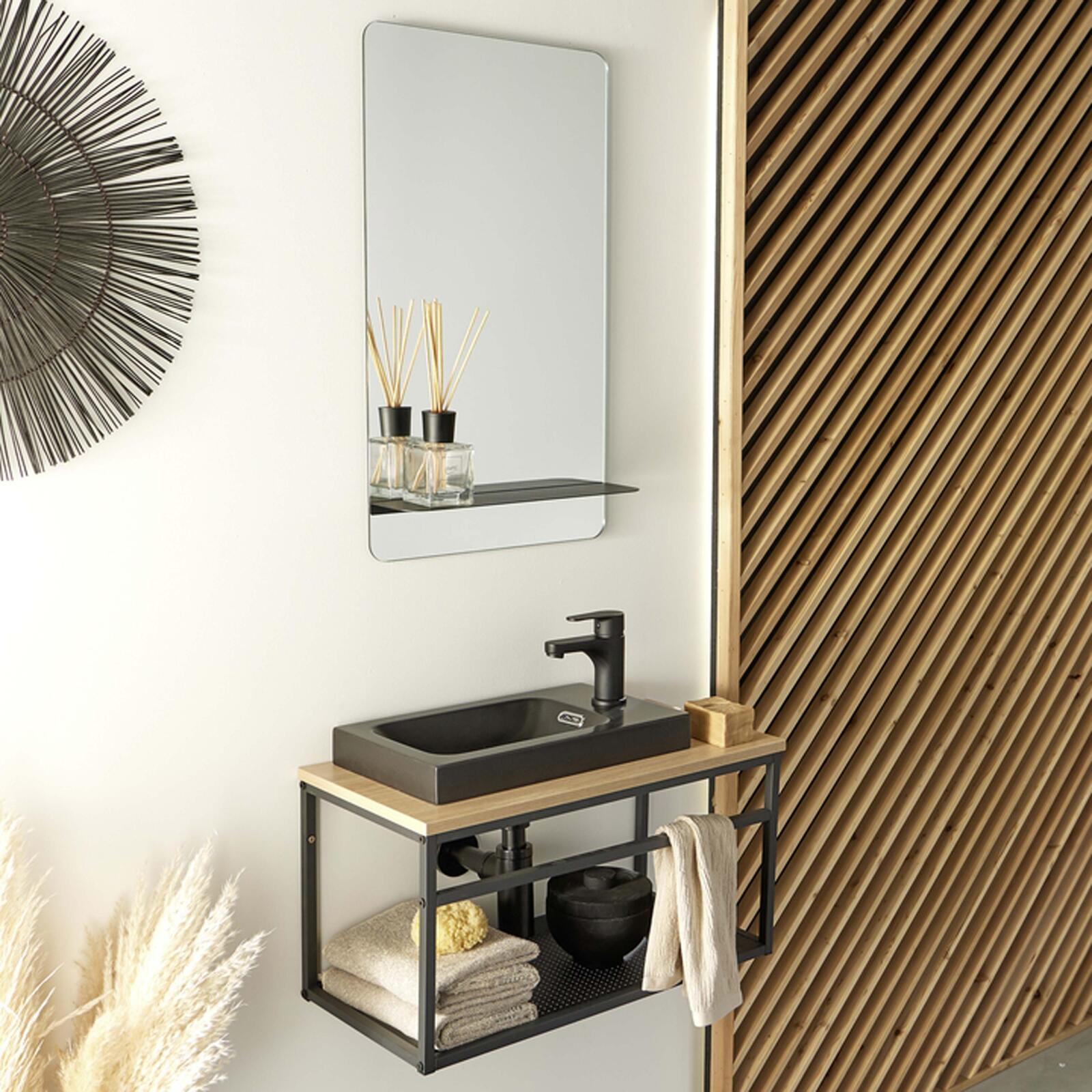 Ensemble lave-mains WILO grande largeur avec robinet et miroir 60cm - 6