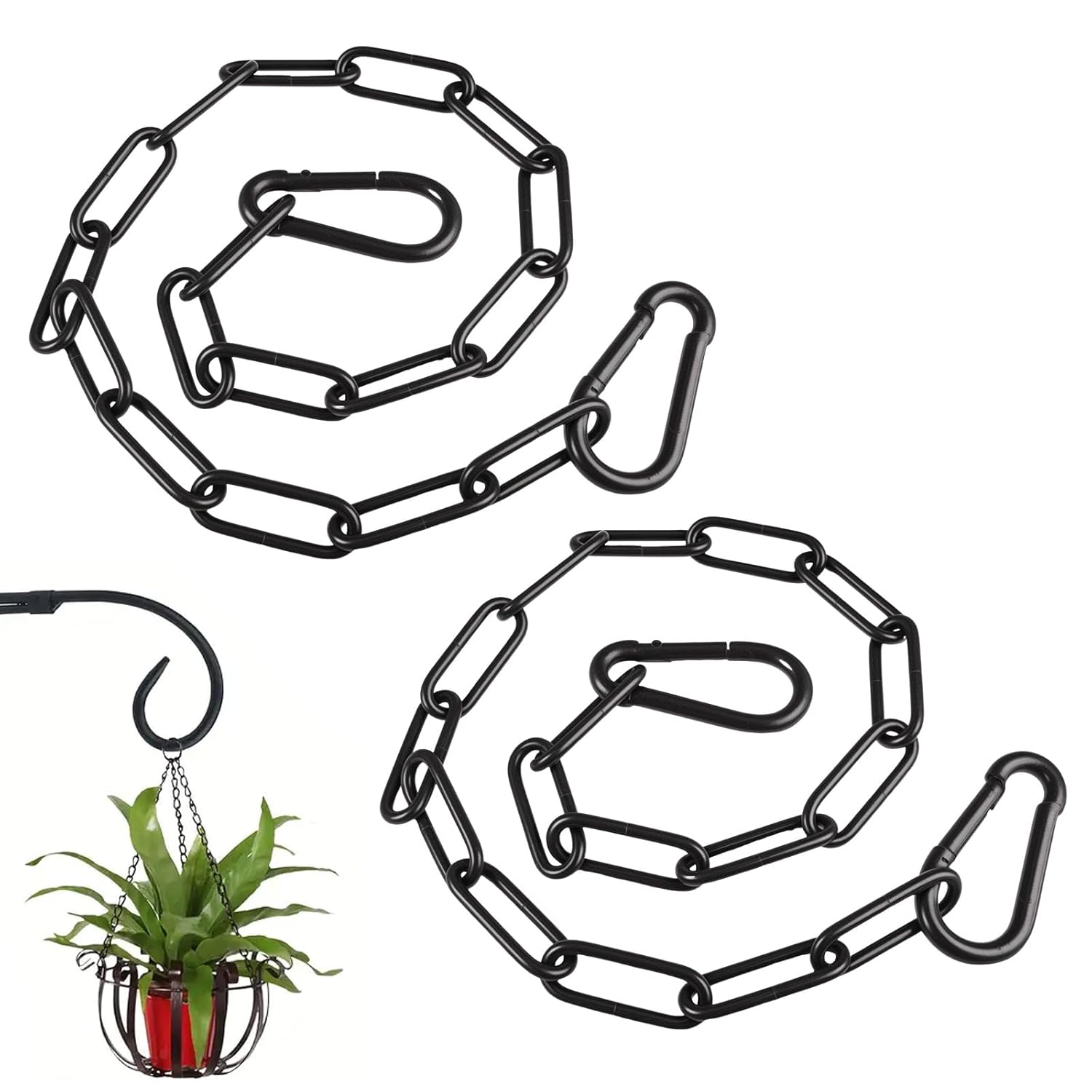 2 Pièces Chaînes Acier Inoxydable 60 Cm Avec Mousquetons - 3mm Chaînettes Robuste Pour Portails, Clôtures, Animaux