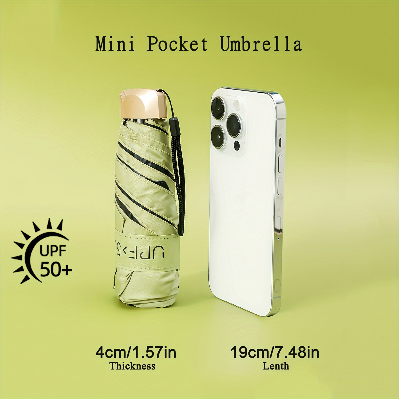 Ombrello Tascabile Compatto UPF50+ - Ombrello Da Viaggio Leggero A 6 Stecche Con Custodia, Uomo Donna - Foto 6
