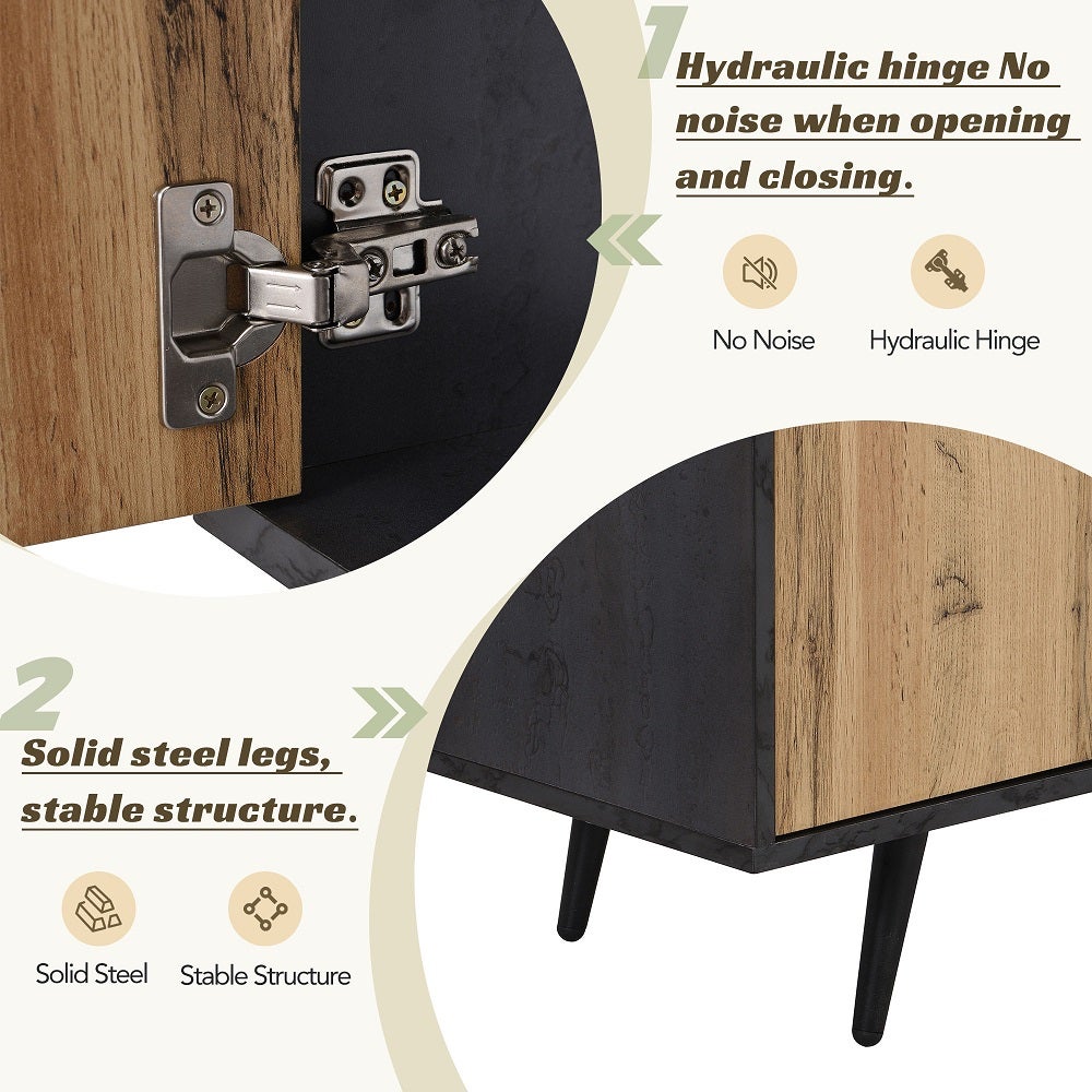 Meuble TV Commode bois foncé et veines du bois convient pour un téléviseur de 90 pouces Élégant gris Meubles de rangement - 5