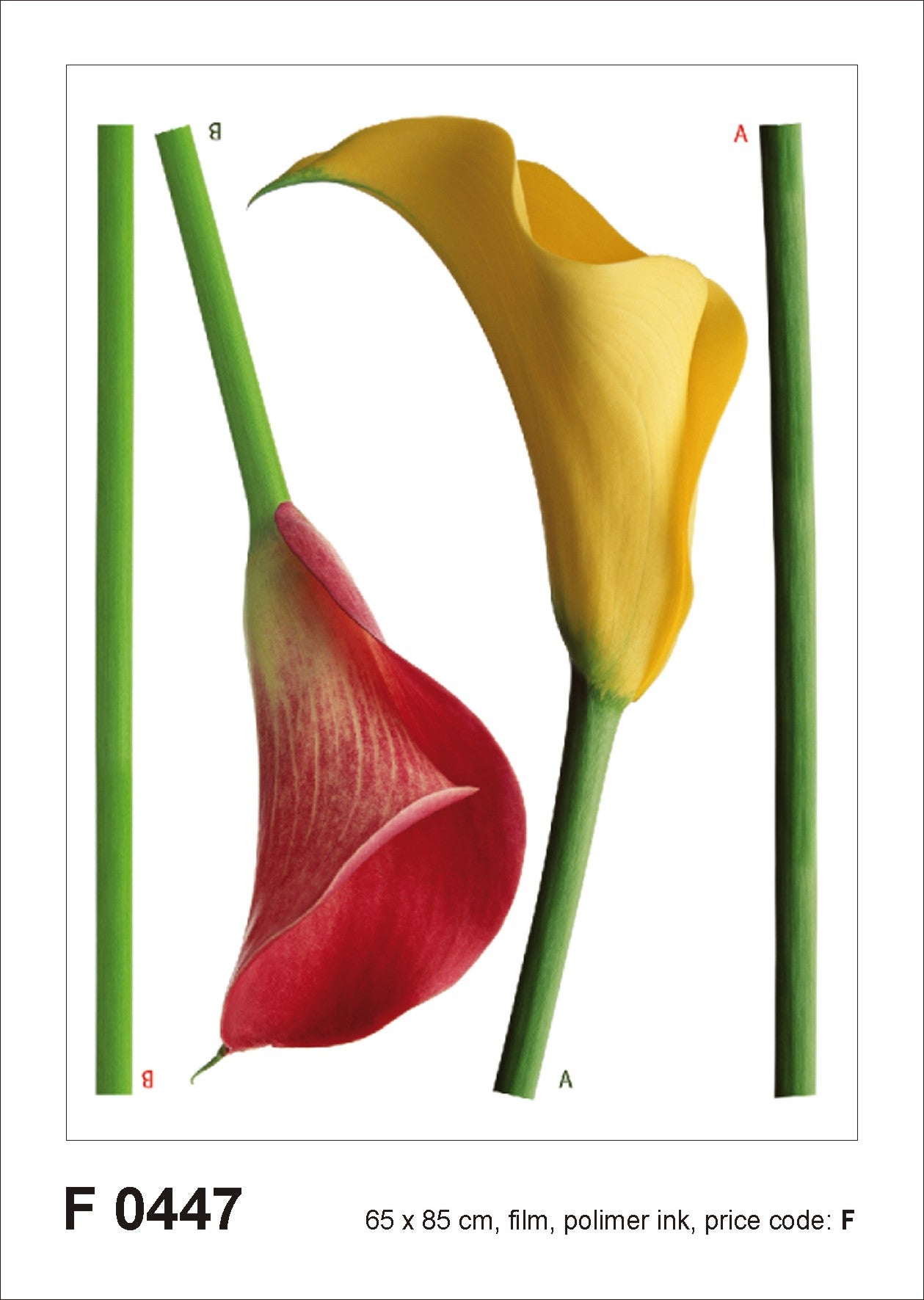 Mural decorativo autoadhesivo flores verde, amarillo y rojo - 85 x 65 cm - sanders & sanders