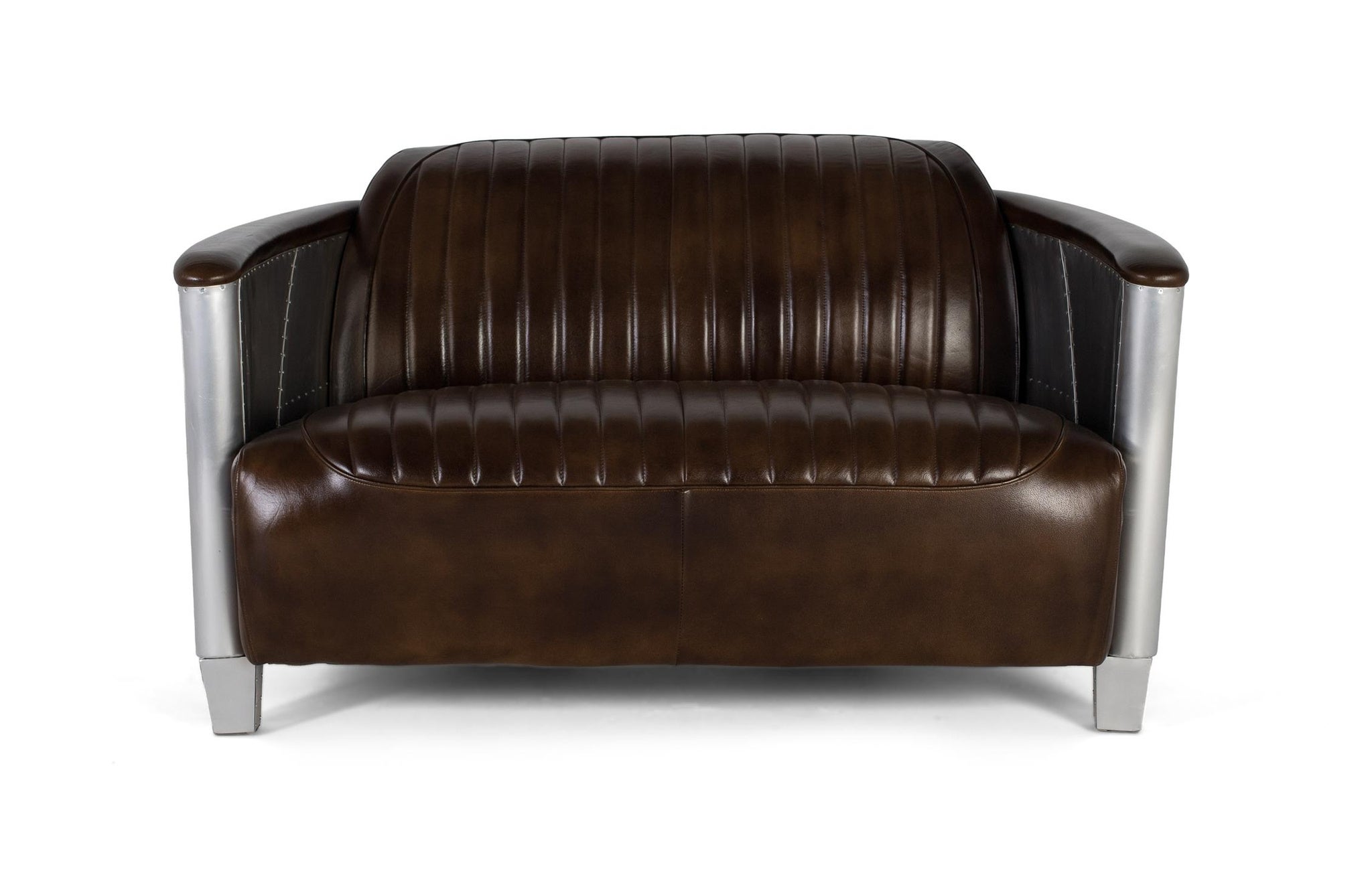 Skórzana sofa 130 cm w stylu industrialnym vintage - 75x130x90 GYC