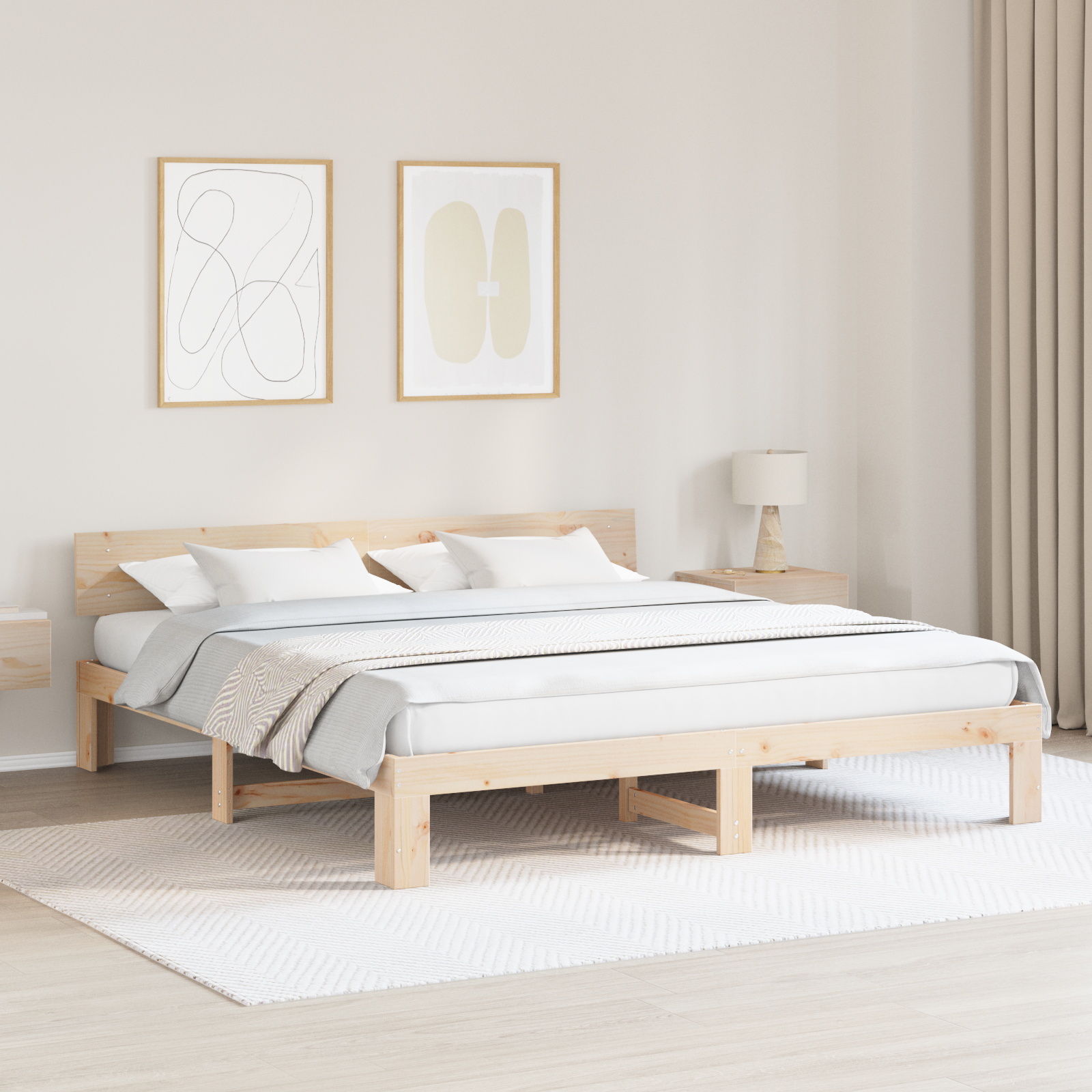 Ramka łóżka Naturalny 180 x 200 cm Lite drewno sosnowe vidaXL