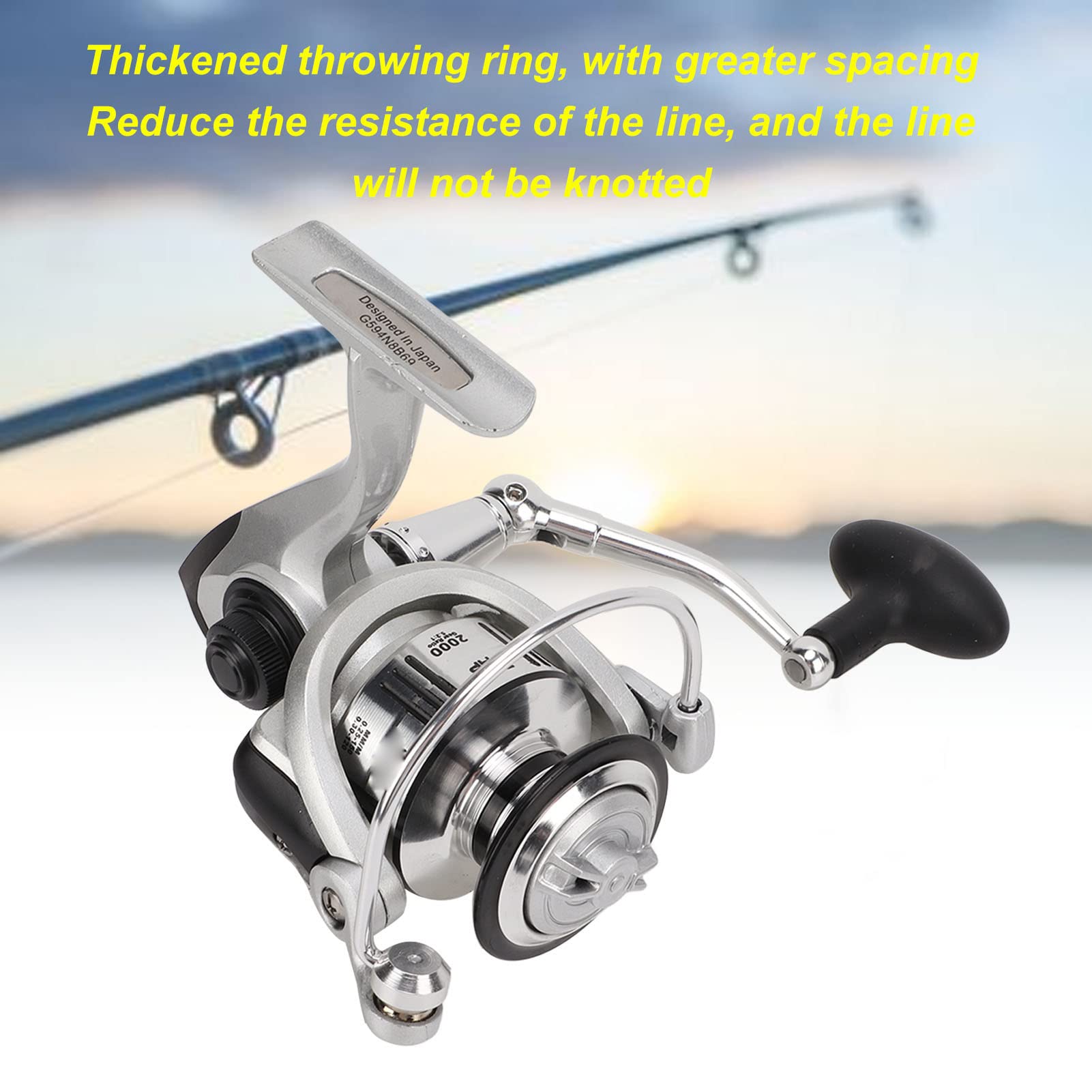 Mulinello con cuscinetto in metallo 13+1BB Canna da mare con lenza da pesca con esca Ruota 5.2:1 Mulinello da pesca con ingranaggio (ZEUS2000) - 7