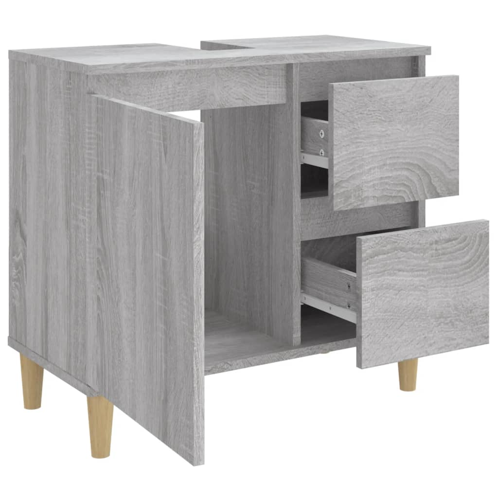 Mueble de baño Sonoma gris 65x33x60 cm de madera contrachapada - 6