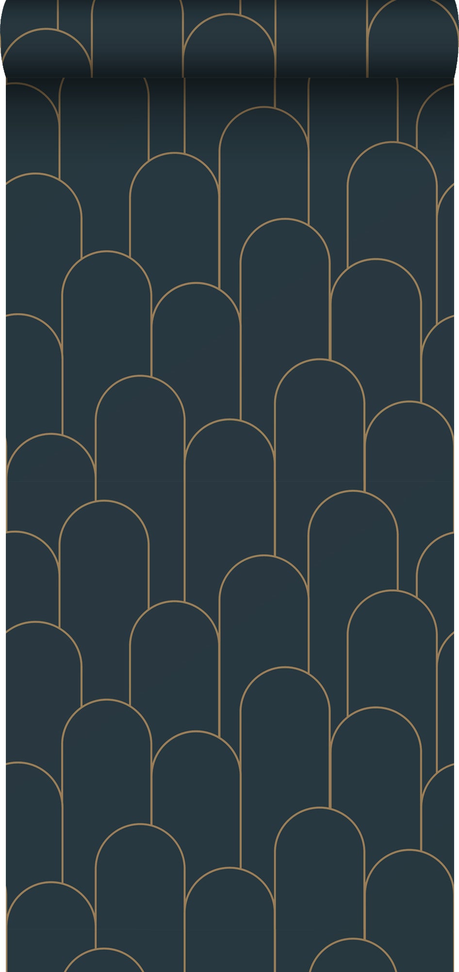 Tapeta motyw art déco ciemnoniebieskimIzłotym - 53 cm x 10.05 m - ESTAHOME