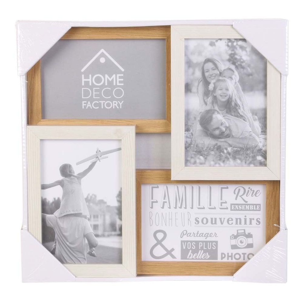 Cadre photo pêle-mêle 4 photos marron blanc - 4
