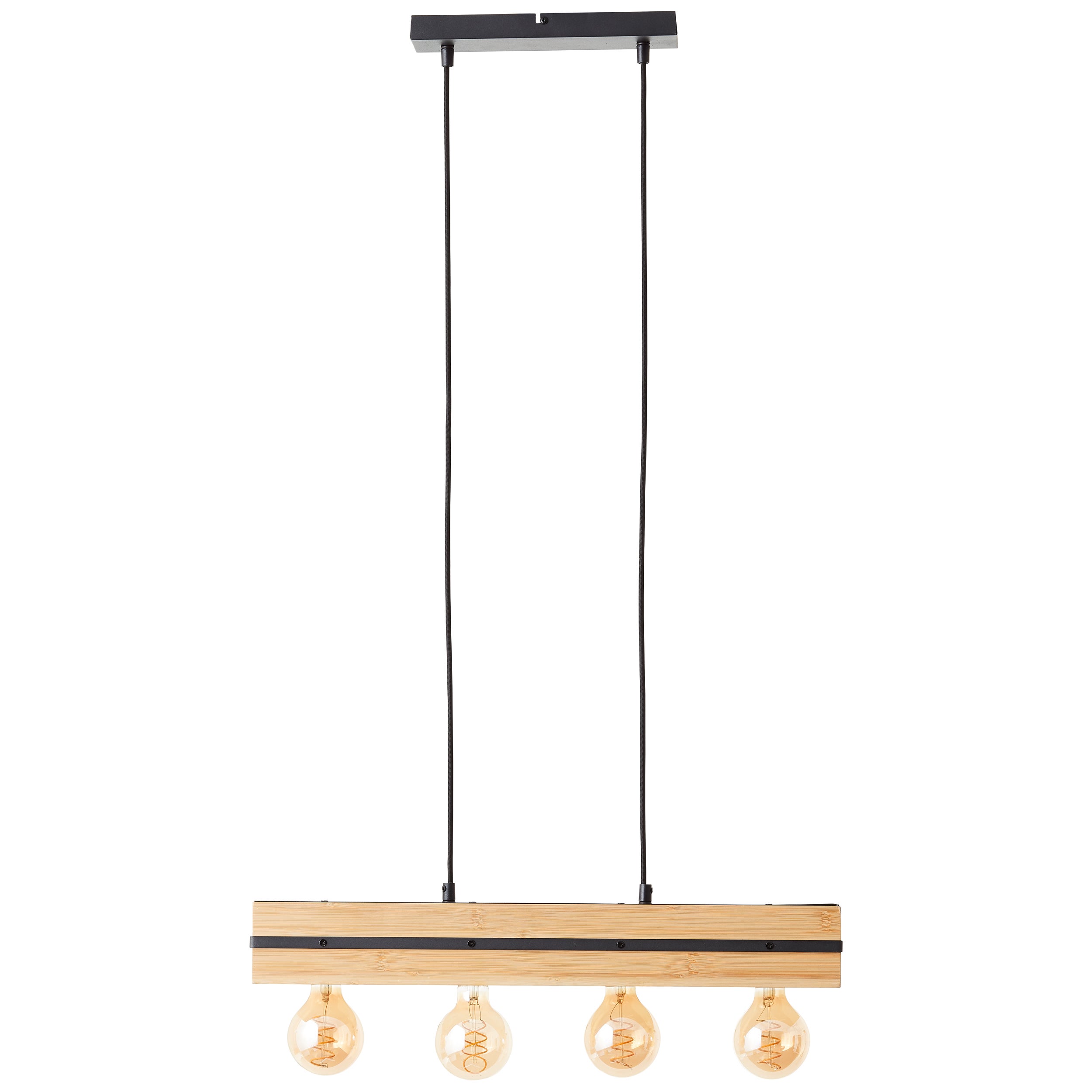 Brilliant Benny lampa wisząca 60 cm czarny mat/naturalny, metal/bambus, 4x A60, E27, 40 W - 2