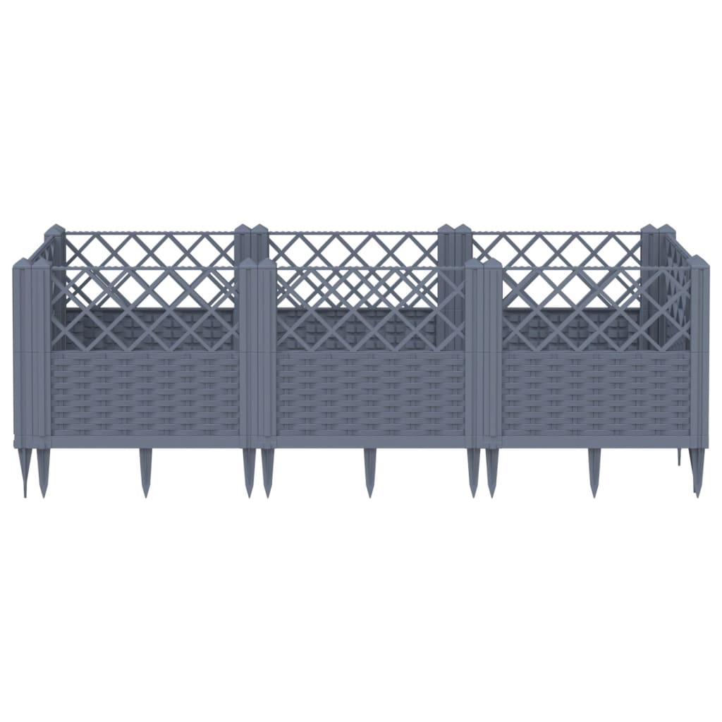 Jardinière de jardin | Pot de Fleurs avec piquets gris 123,5x43,5x43,5 cm PP CFW23777 - 3