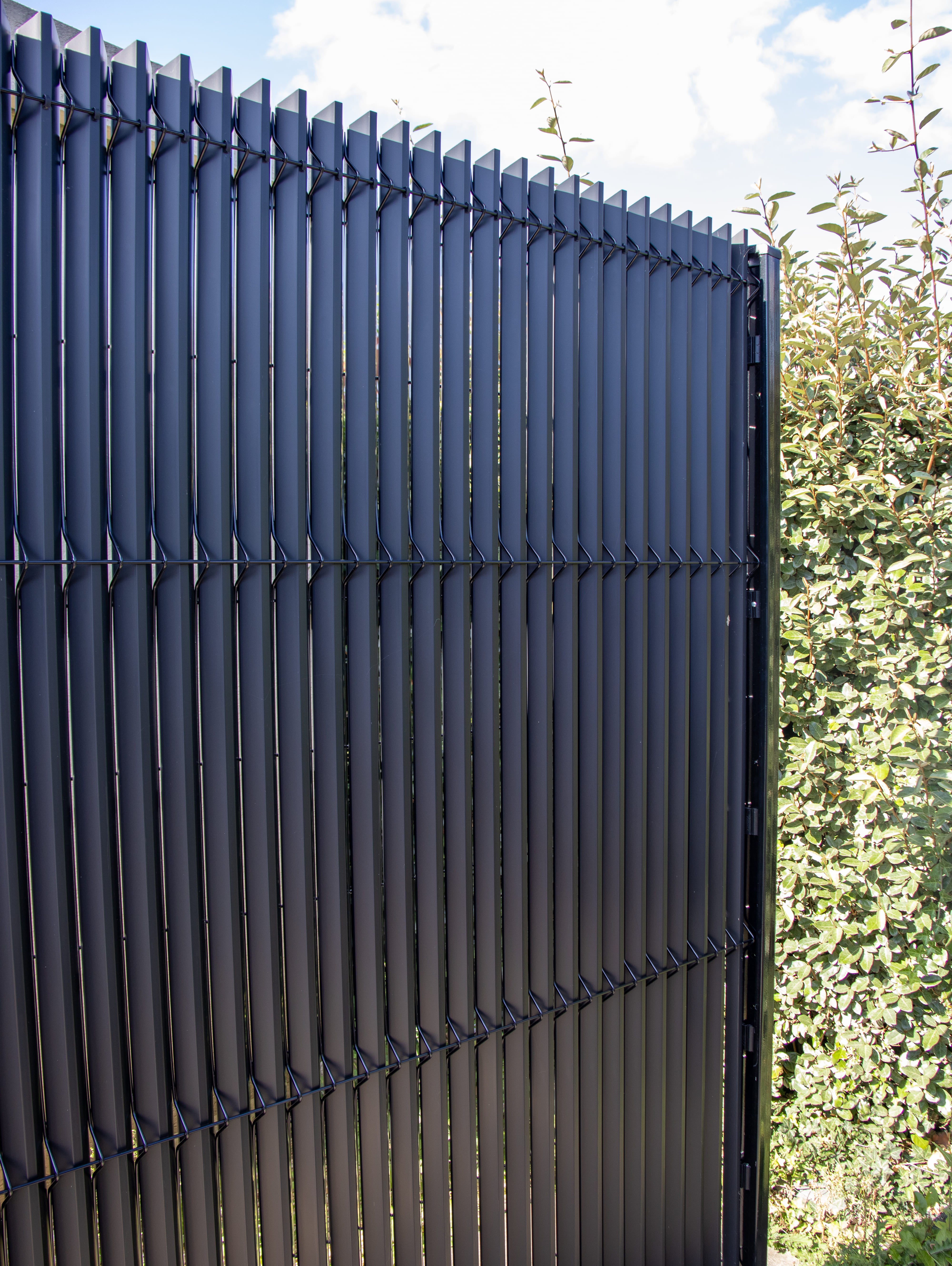 Kit occultant 3D rigides - Lg 2m50 x Ht 1m23 - PVC 3D - gris anthracite - brise vue - maille 200x55mm - 3