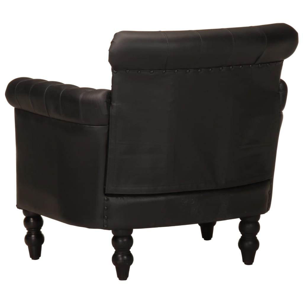 Fauteuil Noir Cuir de chèvre véritable - 4