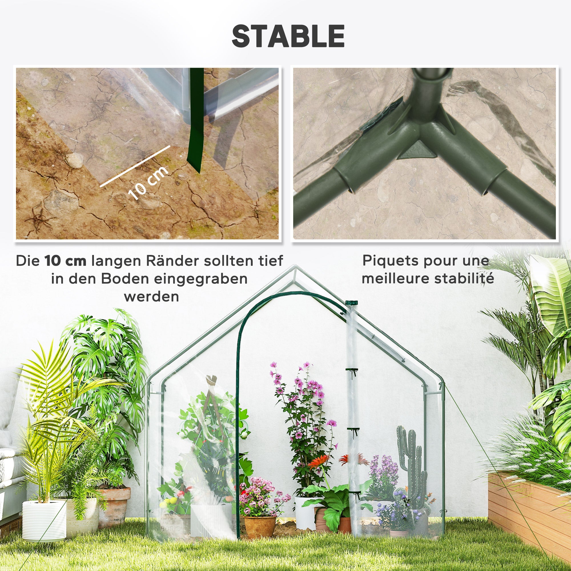Serre de jardin - Outsunny - PVC serre balcon bâche renforcée porte zippée légumes - acier - 180x100x168cm - transparent vert - 6