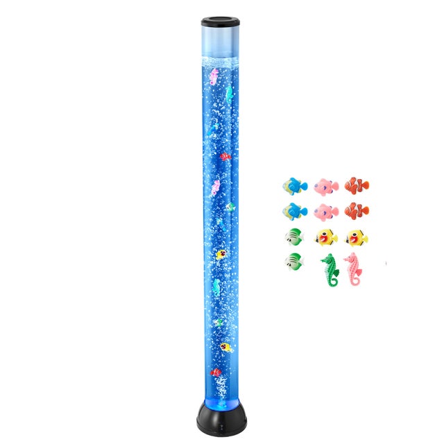 Lámpara sensorial de burbujas SucceBuy, tubo de 1,2 m con peces flotantes y 16 variaciones de color, mando a distancia incluido