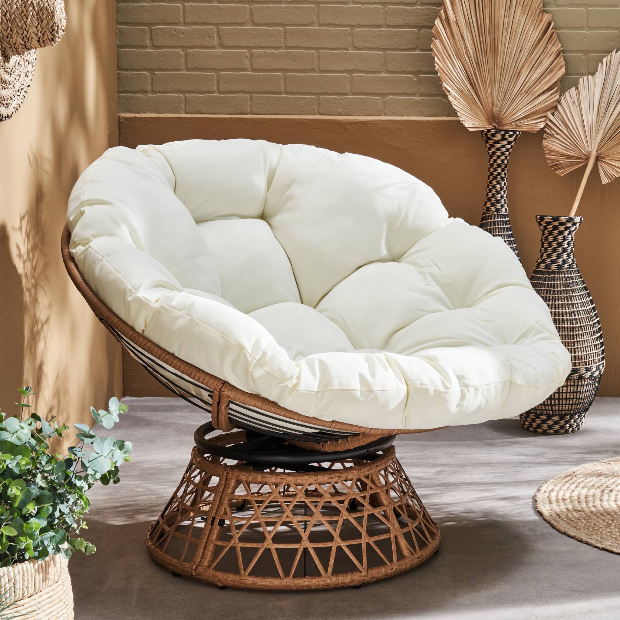 Fauteuil papasan polyrotin rotatif. loveuse outdoor/indoor Ø96cm TAHITI - 2