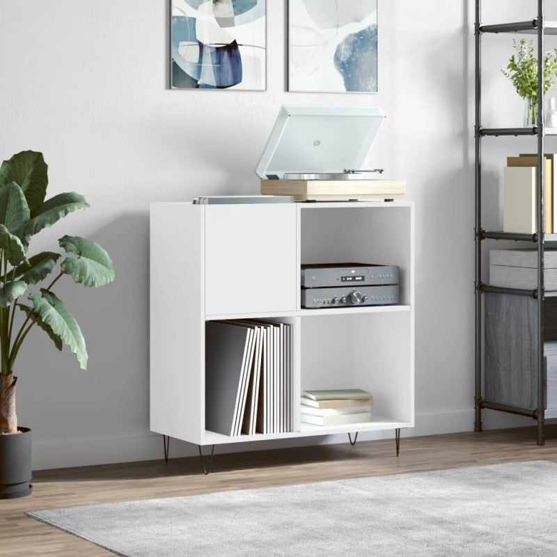 Armoire à Disques Vinyles VidaXL - Meuble De Rangement Avec Plateau, Design Moderne En Bois Noir