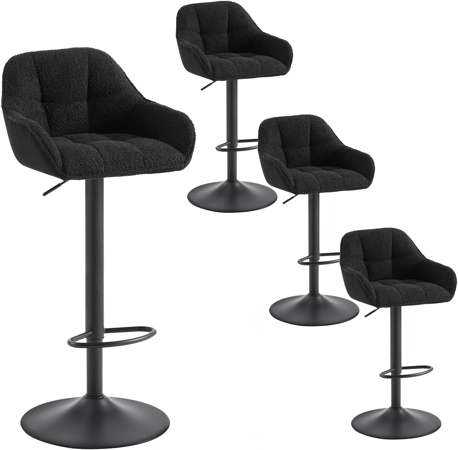 WOLTU Lot de 4 Tabourets de Bar Chenille+Velours Côtelé, Tabouret Bar ...
