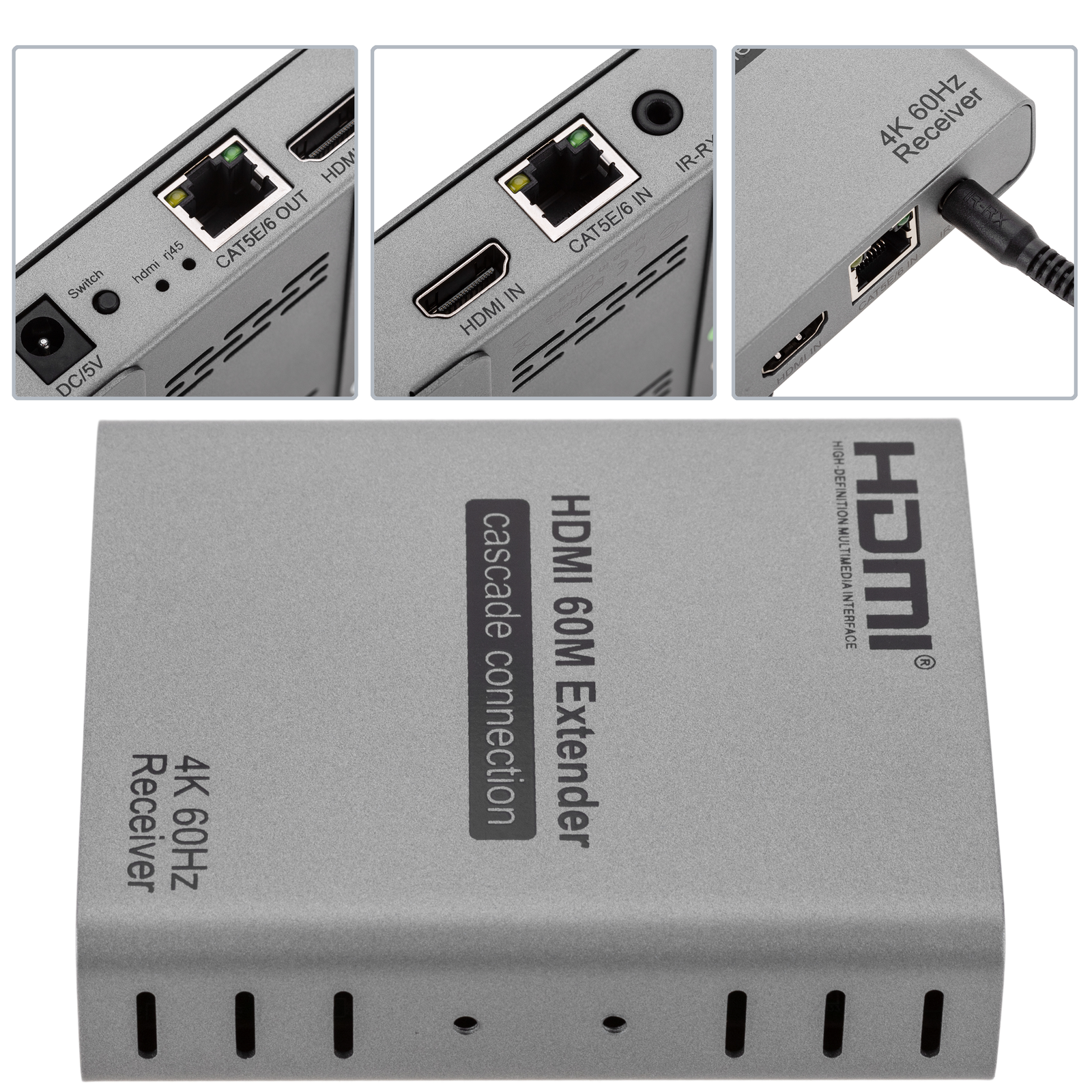 Extender HDMI 4K su Cavo Ethernet CAT5/CAT6, Video Extender 4K 60Hz HDR fino a