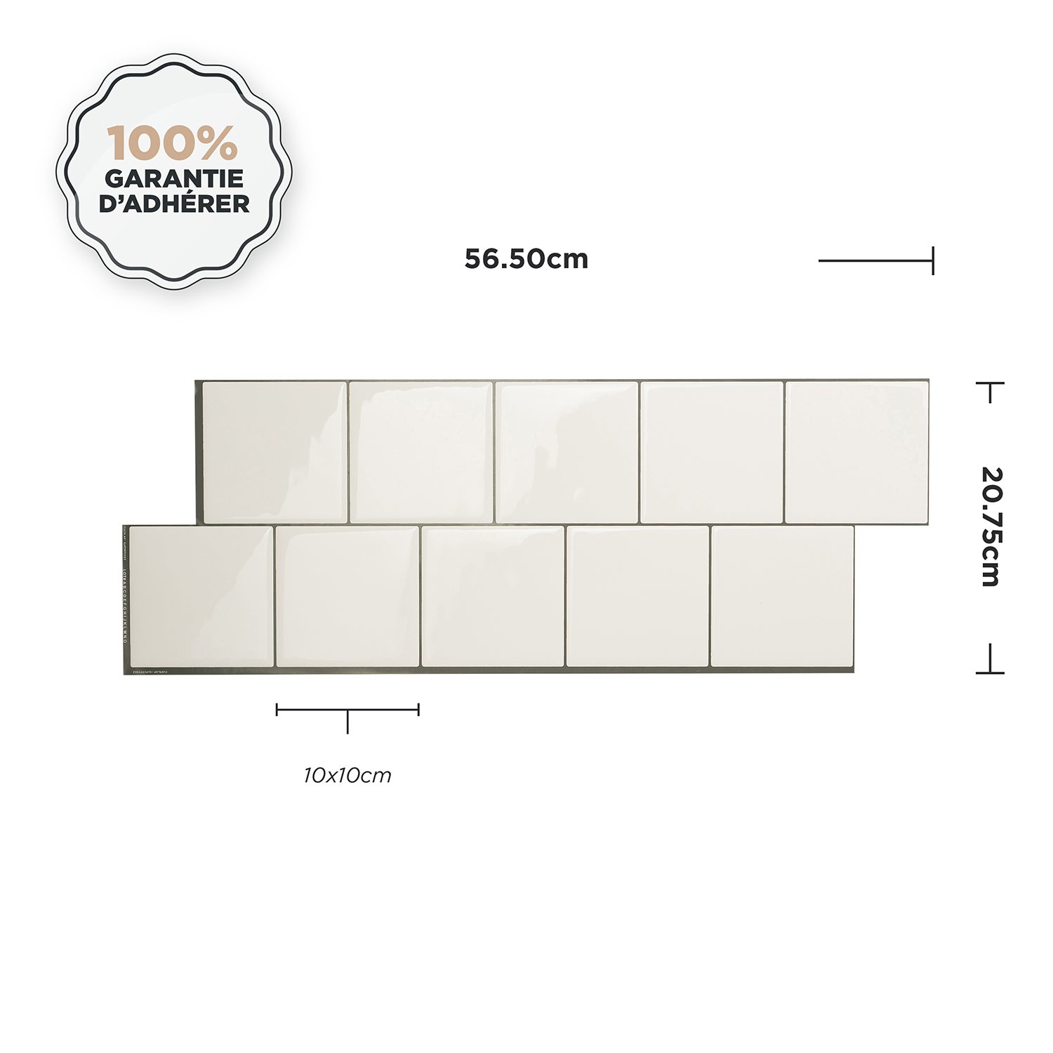 Smart Tiles 2 credenze adesive XL - Quadrato Velden White - Effetto ceramica - 56,62 cm x 20,9 cm - 5