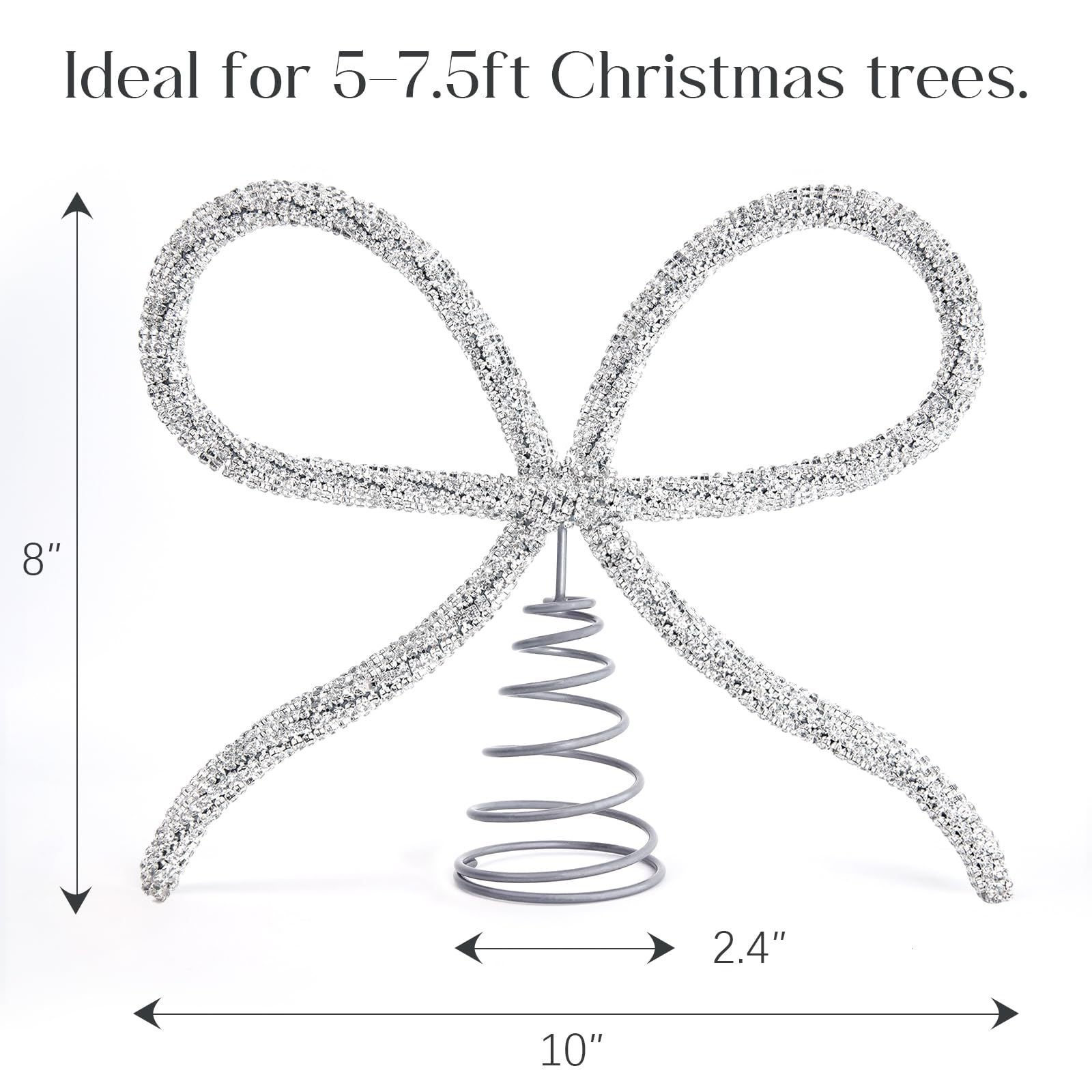 Puntale per albero di Natale con fiocco | 20 x 25 cm | Decorazione natalizia | per appartamento, soggiorno, riunioni di famiglia, ufficio, veranda, ca - 5