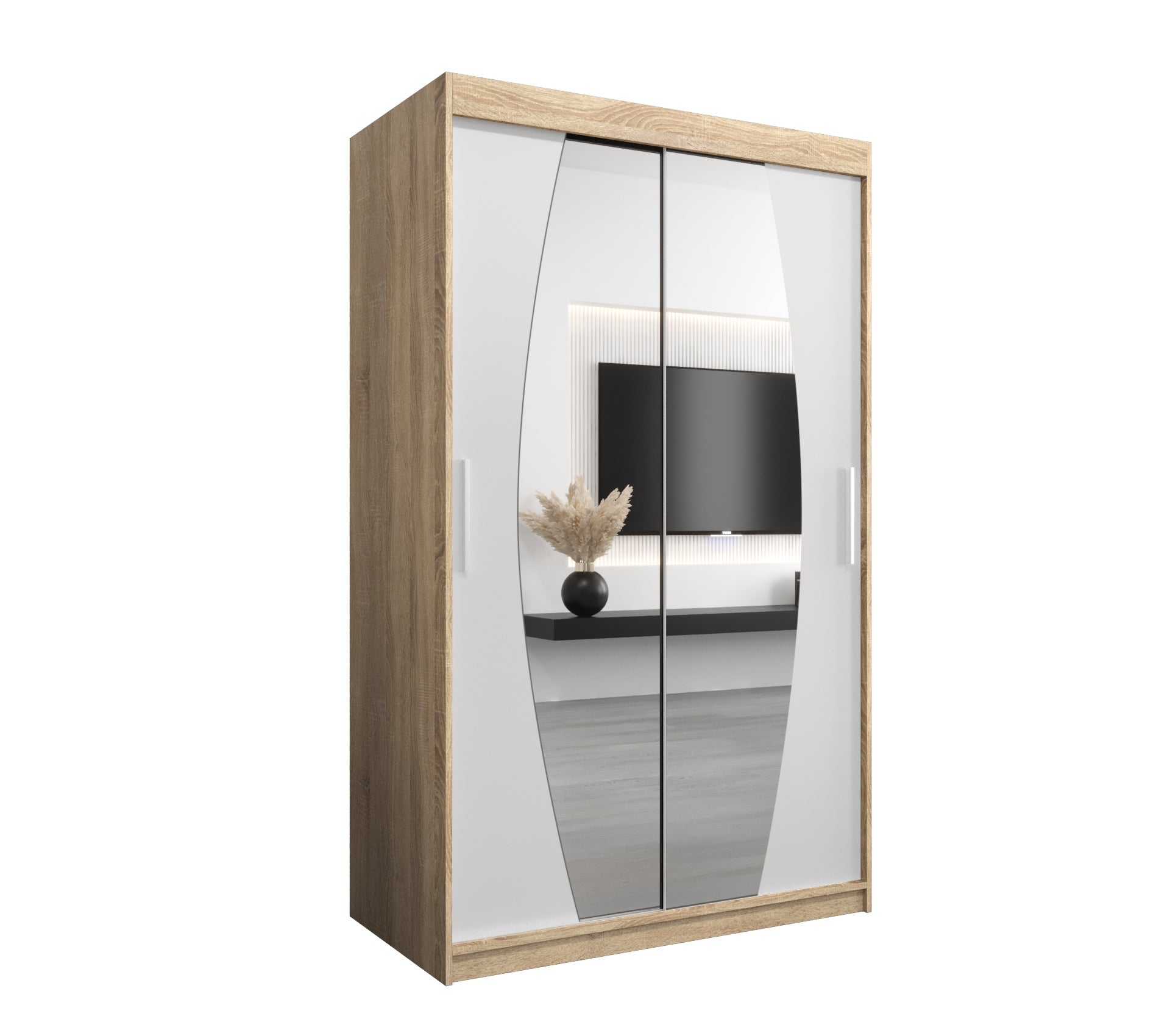 Szafa przesuwna garderoba ELYPSE 120 x 62 x 200 cm Sonoma + Biały - Abiks Meble