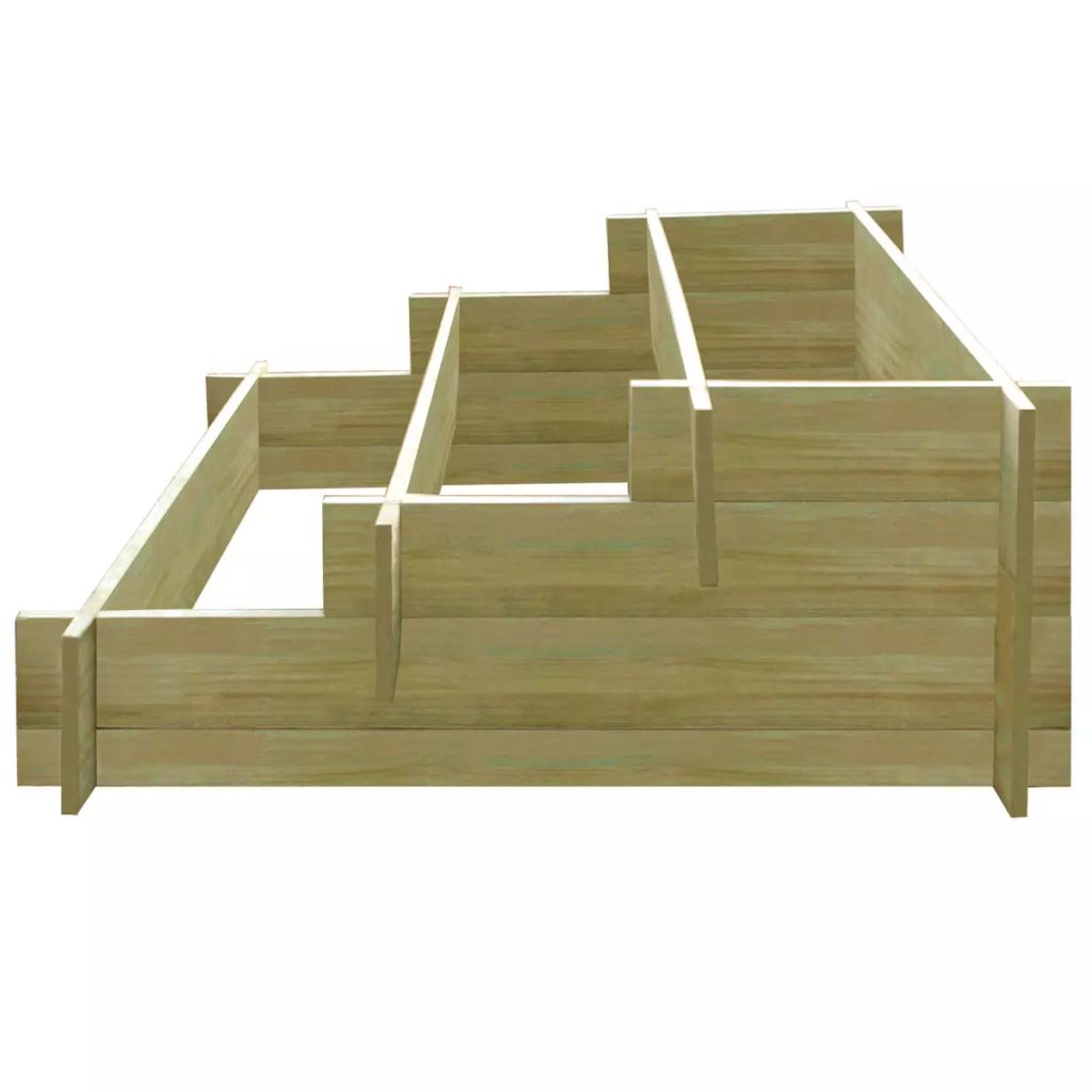 Fioriera a 3 livelli x 90 x 90 x 35 cm piante da giardino fiori legno impregnato 02_0000863 - 3