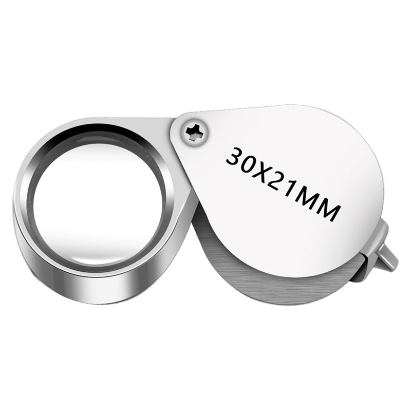 1 szt. Lupa jubilerska - 30 x 21 mm Lupa do biżuterii i antycznych soczewek - kieszonkowa lupa 30x - składana lupa szklana