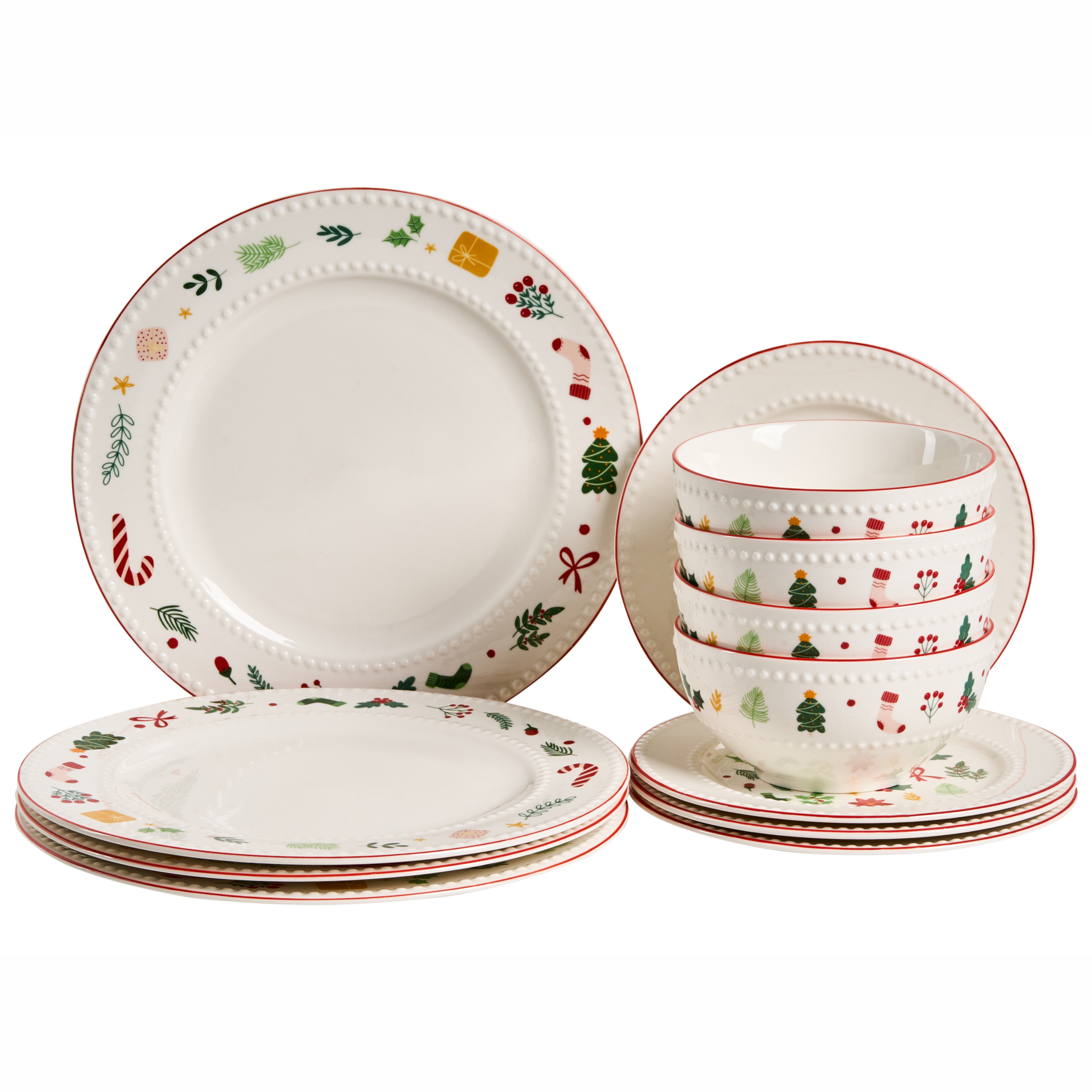 Beliani Vajilla De 12 Piezas Saffron Porcelana Blanco , Leroy Merlin