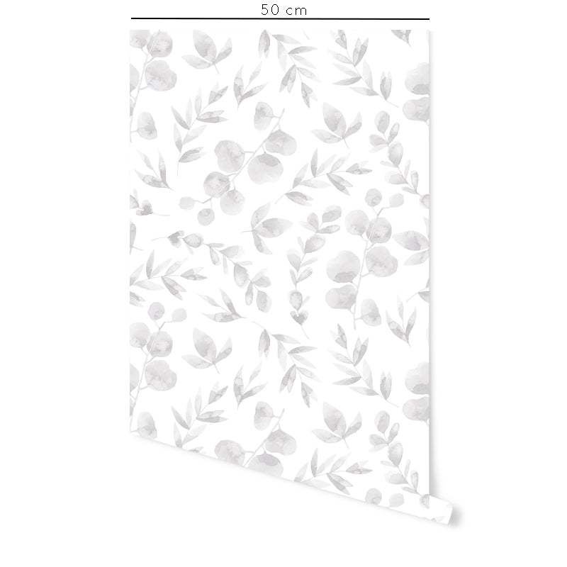Papier peint adhésif feuillage aquarelle gris en vinyle lavable et amovible - 1 rouleau 50x300 cm - Decochic - 2