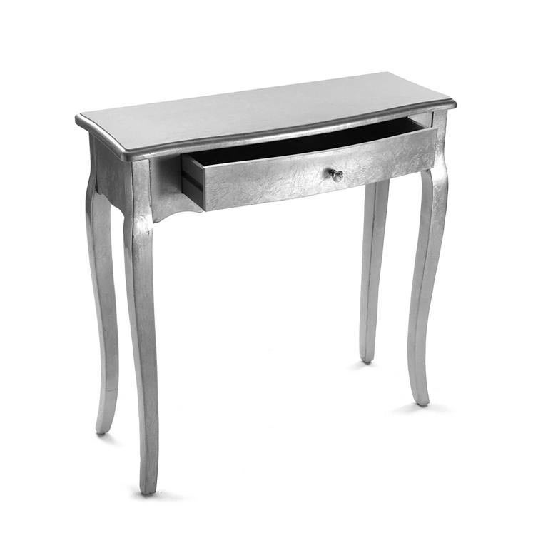 Versa Cagliari Tavolo Consolle, Tavolino da Ingresso, Corridoio o Sala, Stretto, Argento, 80x30x80cm - 3