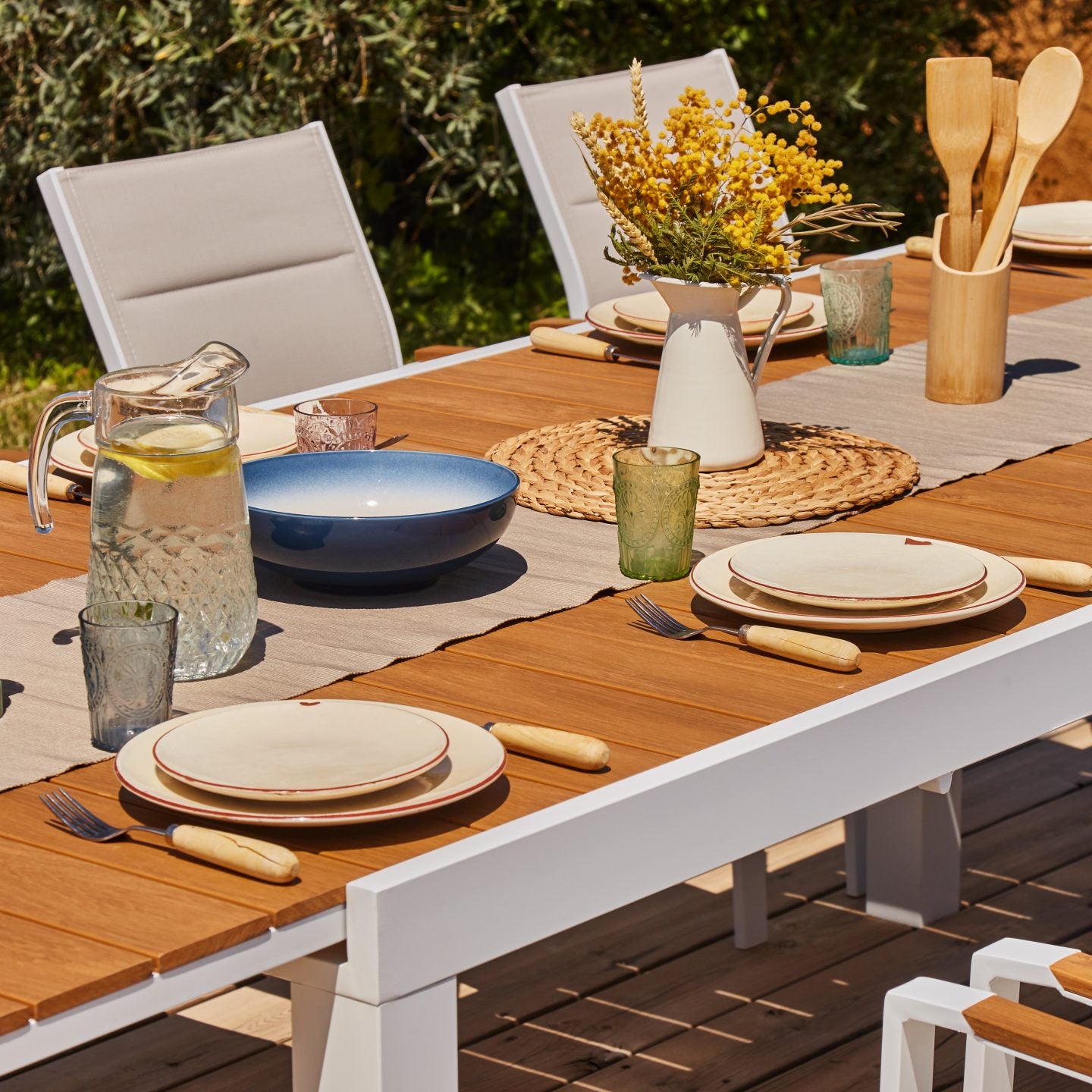 Table de jardin extensible rectangulaire en Aluminium Blanc - 4