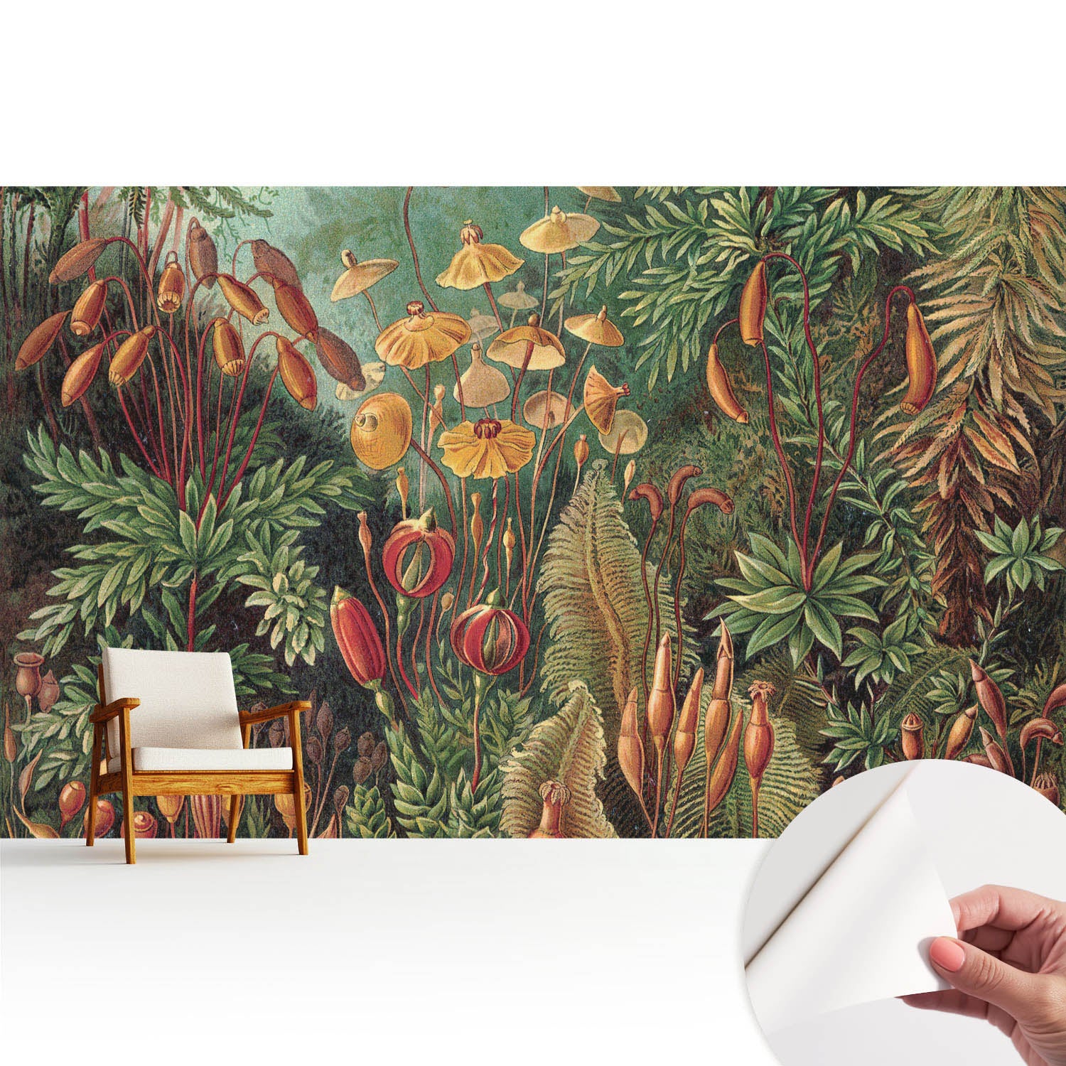 Samoprzylepna tapeta dekoracyjna stylowa nowoczesny motyw 416x254 cm - Egzotyczna roślinność w harmonijnej kompozycji TULUP