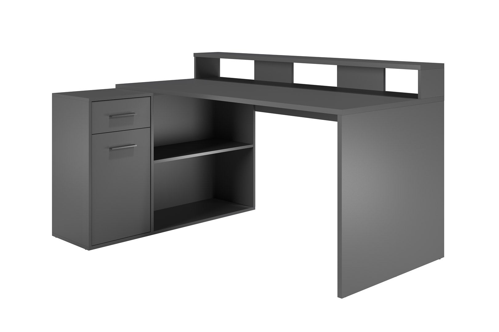 GamerBüro biurko gracz 1 drzwi, 1 szuflada, 2 otwarte półki anthrazit mat.