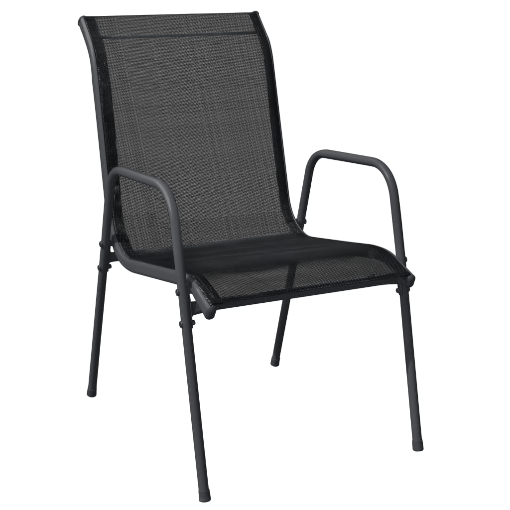 Ensemble à manger de jardin 9 pcs noir textilène et acier vidaXL - 4