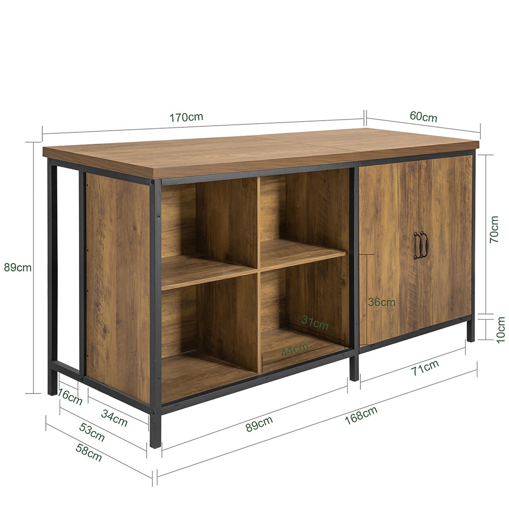 SoBuy Wyspa kuchenna Brązowy 170x60x88.5cm Przemysłowy KNL01-F - 3