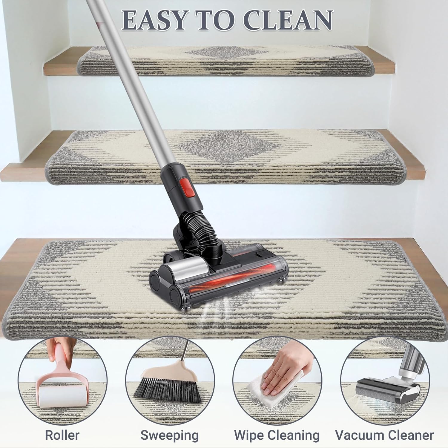 15 pezzi di gradini rettangolari antiscivolo, 76x23,5x4,5 cm - 5