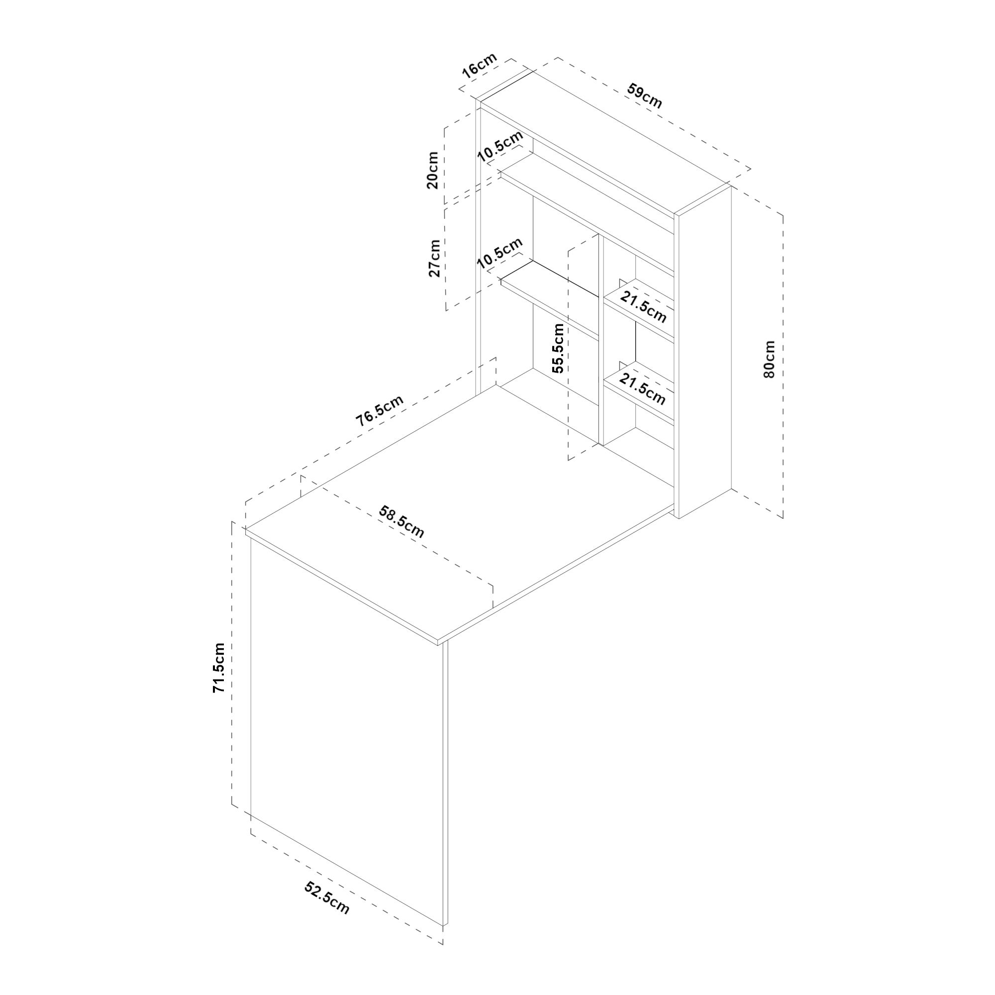 Scrivania Ribaltabile a Parete Greve Tavolo a Scomparsa - Bianco / Effetto Legno [en.casa] - 5