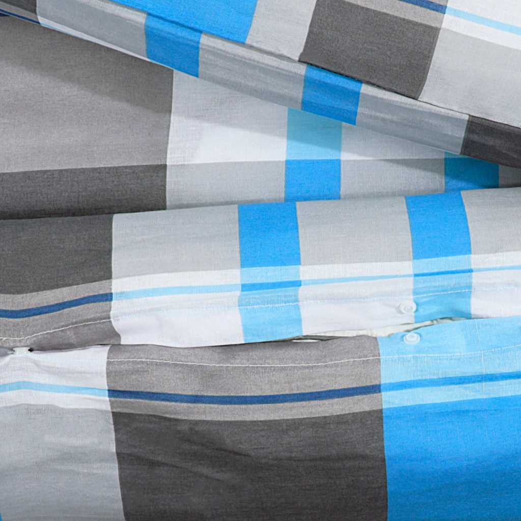 vidaXL Ensemble de housse de couette Bleu et gris 260x240 cm Coton - 8