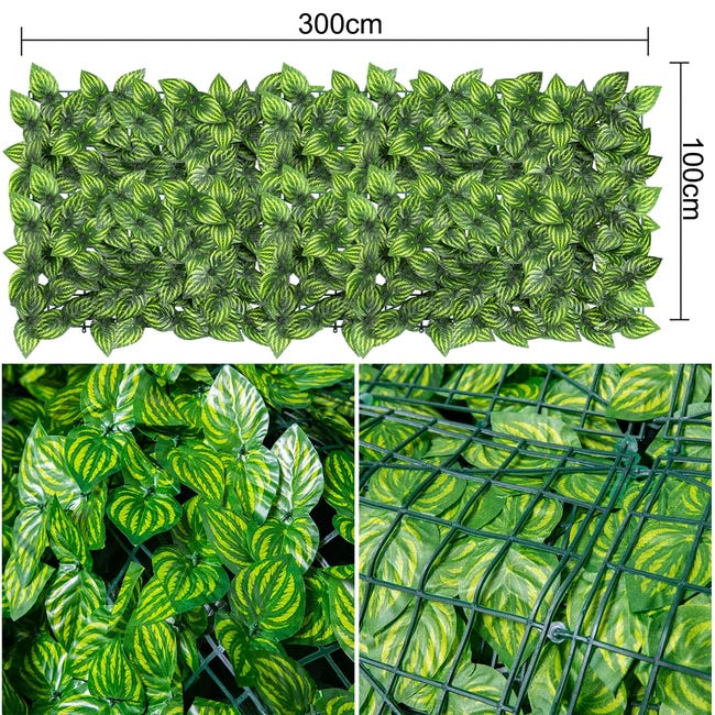 REOVE Haie Artificielle Lierre 3 M – Clôture Intimité PVC Vert Luxuriant, Brise-Vue Jardin Balcon Terrasse, Décoration Extérieure Naturelle