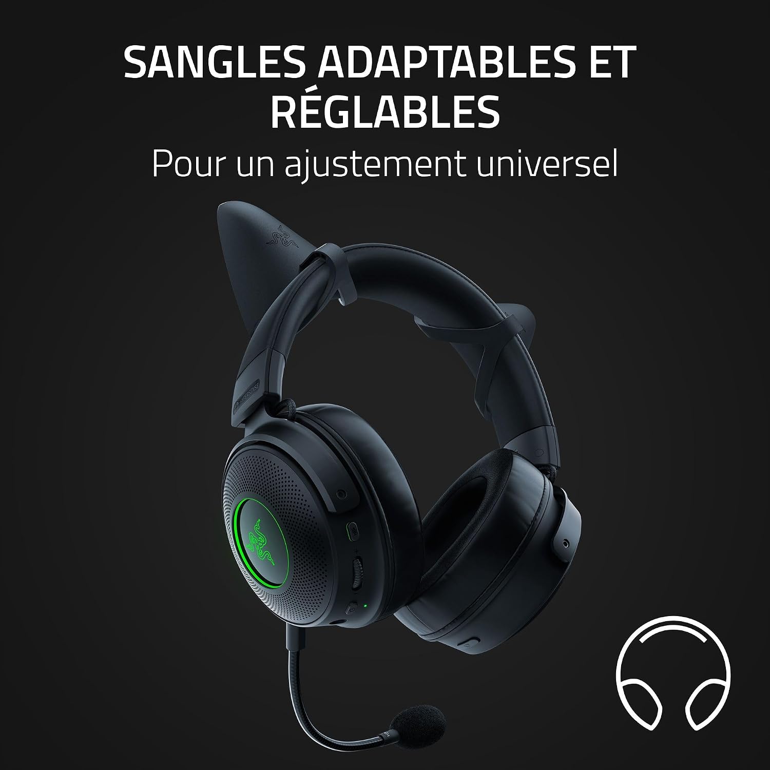 Razer Kitty Ears V2 Set di modifica (RAZER KITTY EARS V2 BLACK) | Leroy ...
