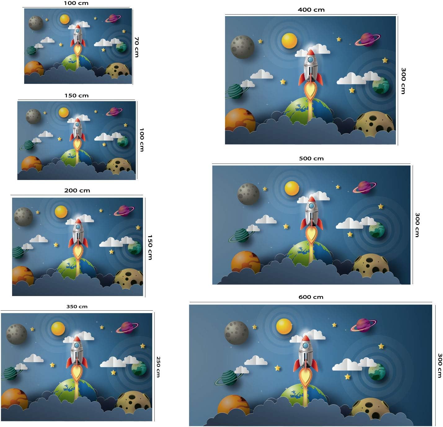 Oedim Fotomural Infantil Vinilo Para Pared Cohete Y Planetas