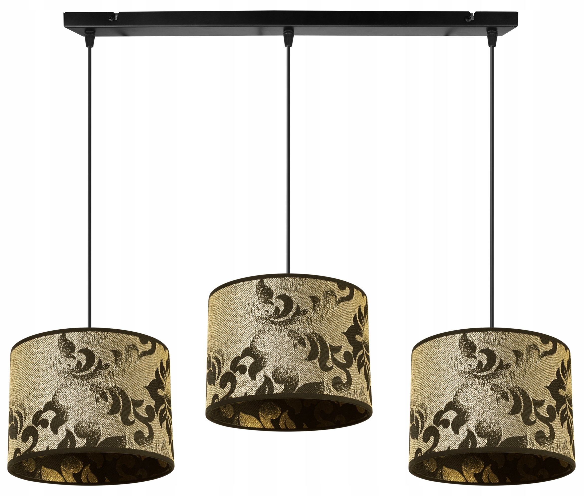 Lampa sufitowa wisząca glam Werona 3xE27 klosz owalny wzorzysty złoty Light Home LH