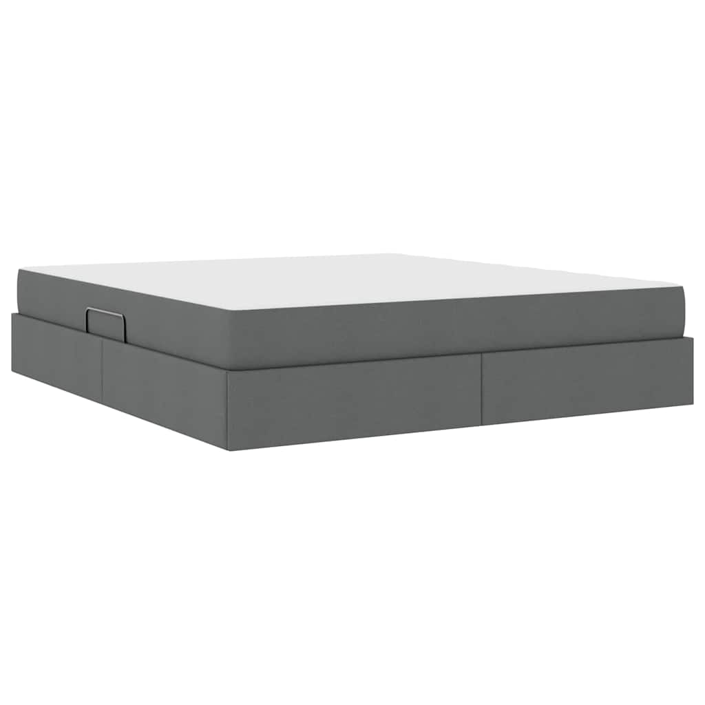 Lit avec rangement et matelas gris foncé 160 x 200 cm polyester - 5